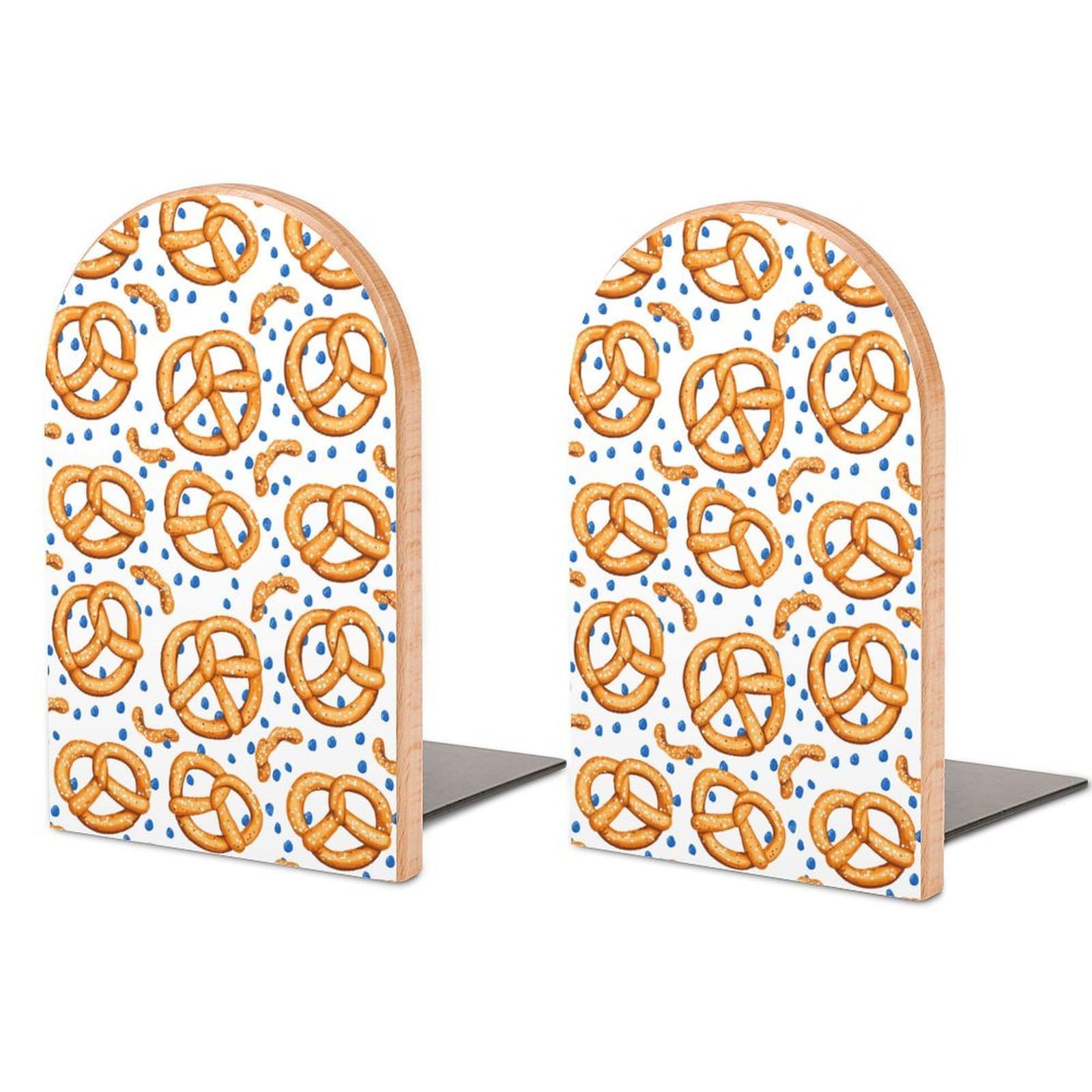 Pretzels Pattern Book Ends for Shelves Bookends Bookshelf Holder Stand Books Stopper Home Office Decor