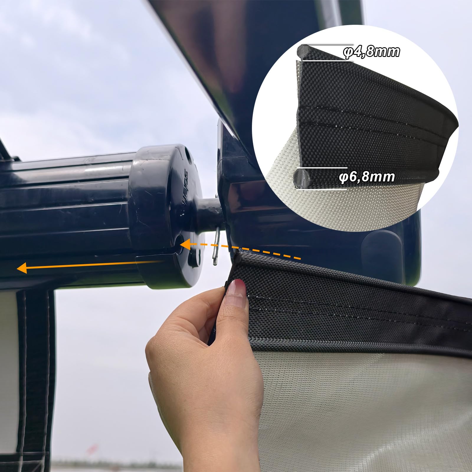 Sonnenschutz für Wohnmobile,Wohnmobile Markisen,Sunblocker-Markisen,Universelle Sonnenschutz-Markisen Keder mit Ø4.8mm&6.8mm, Vorderwände für Markisen mit kompletten Sets 2Mx3.35M Beige