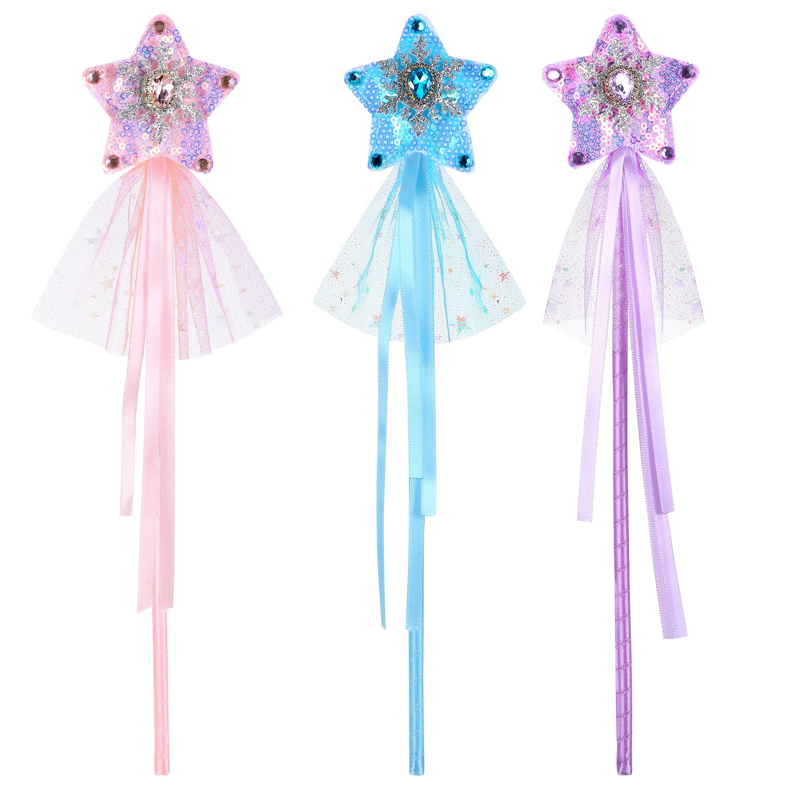 APLZGMG Prinzessin Zauberstab 3er Set - Feen Stäbe Für Mädchen | Verkleidungsspielzeug