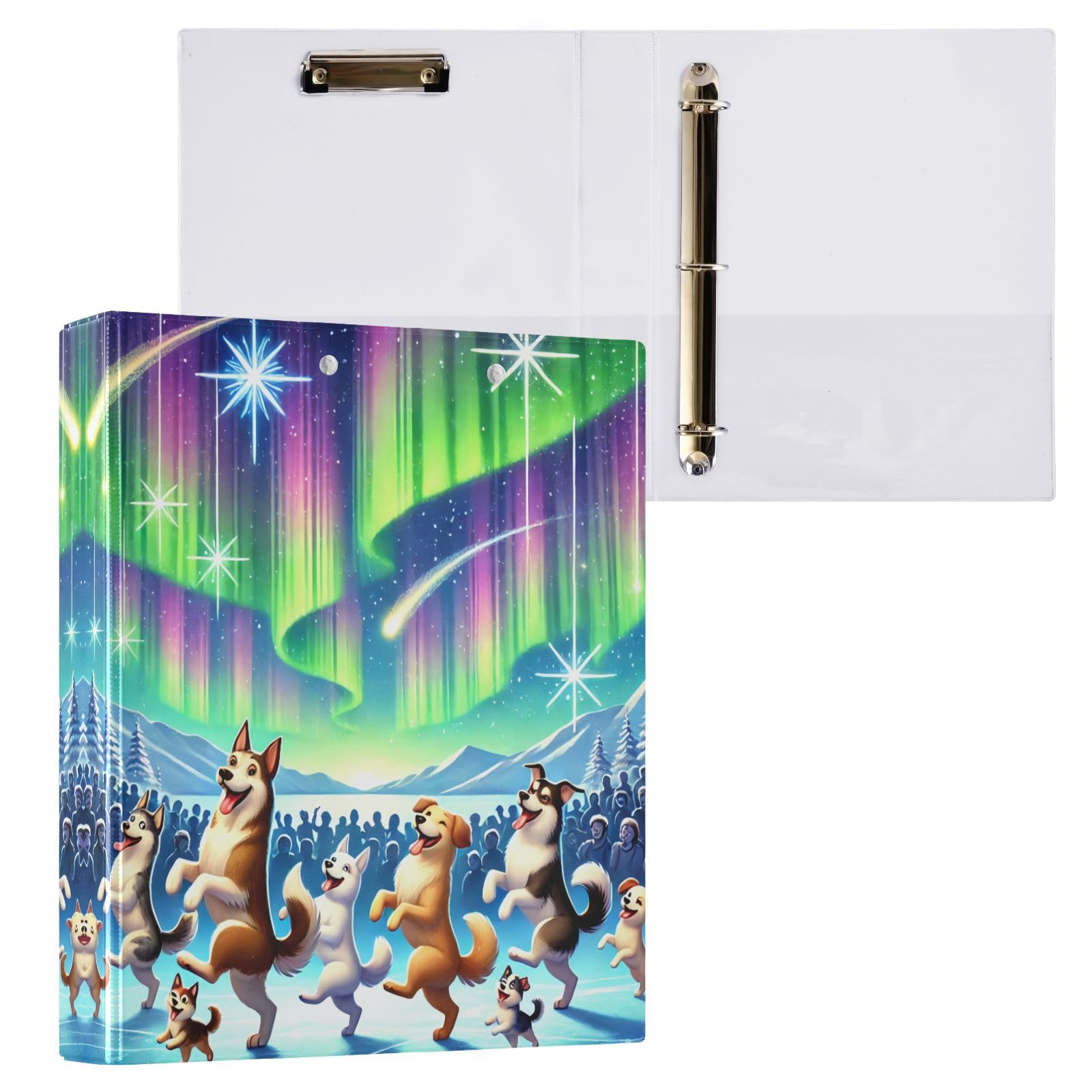 Funny Dancing Dogs - Raccoglitore ad anelli con 3 anelli, 3,8 cm, contiene 200 fogli di base per scuola, ufficio, confezione da 2