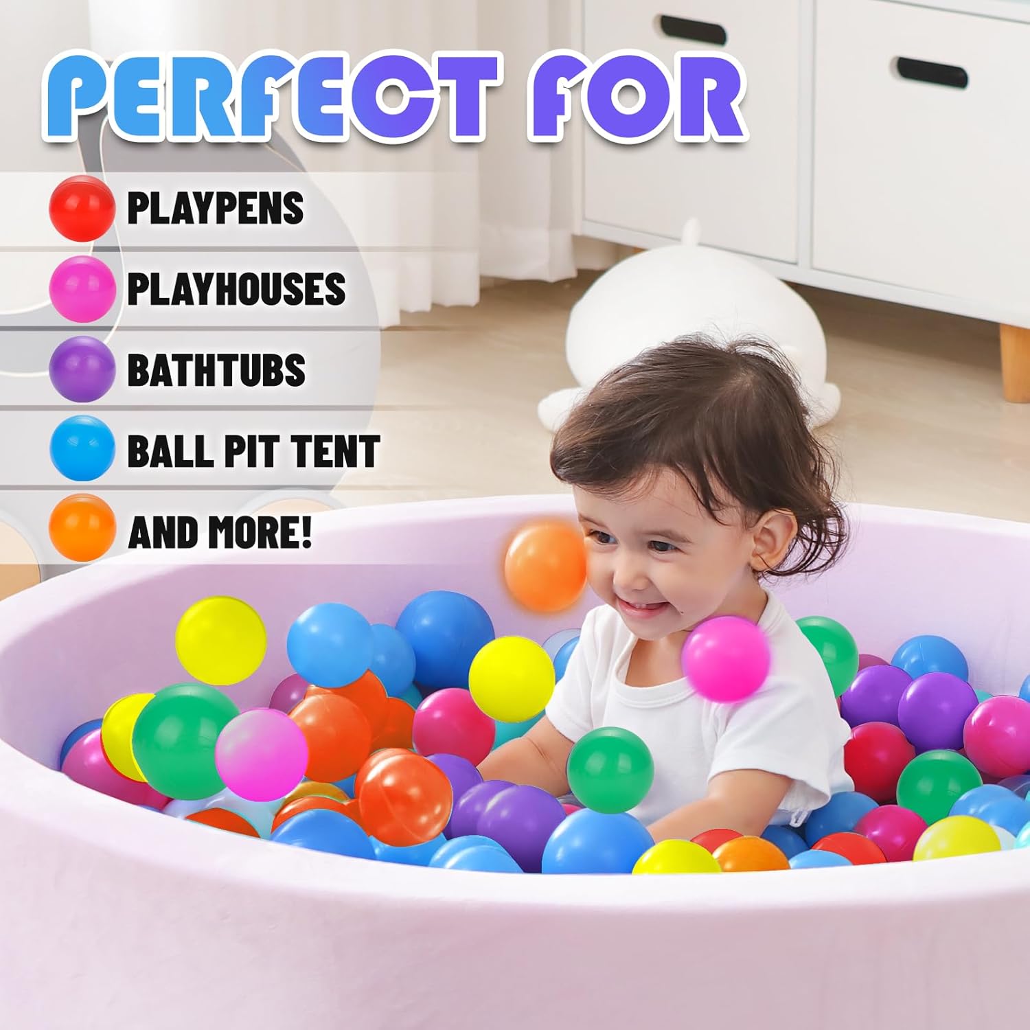 1000Pcs Crushproof Plastic Ball Pit Balls for Kids and Toddlers - Safe Indoor/Outdoor Playtime Spheres - Easy Clean Colorful Assorted Pack - Pastel/White/Multicolored