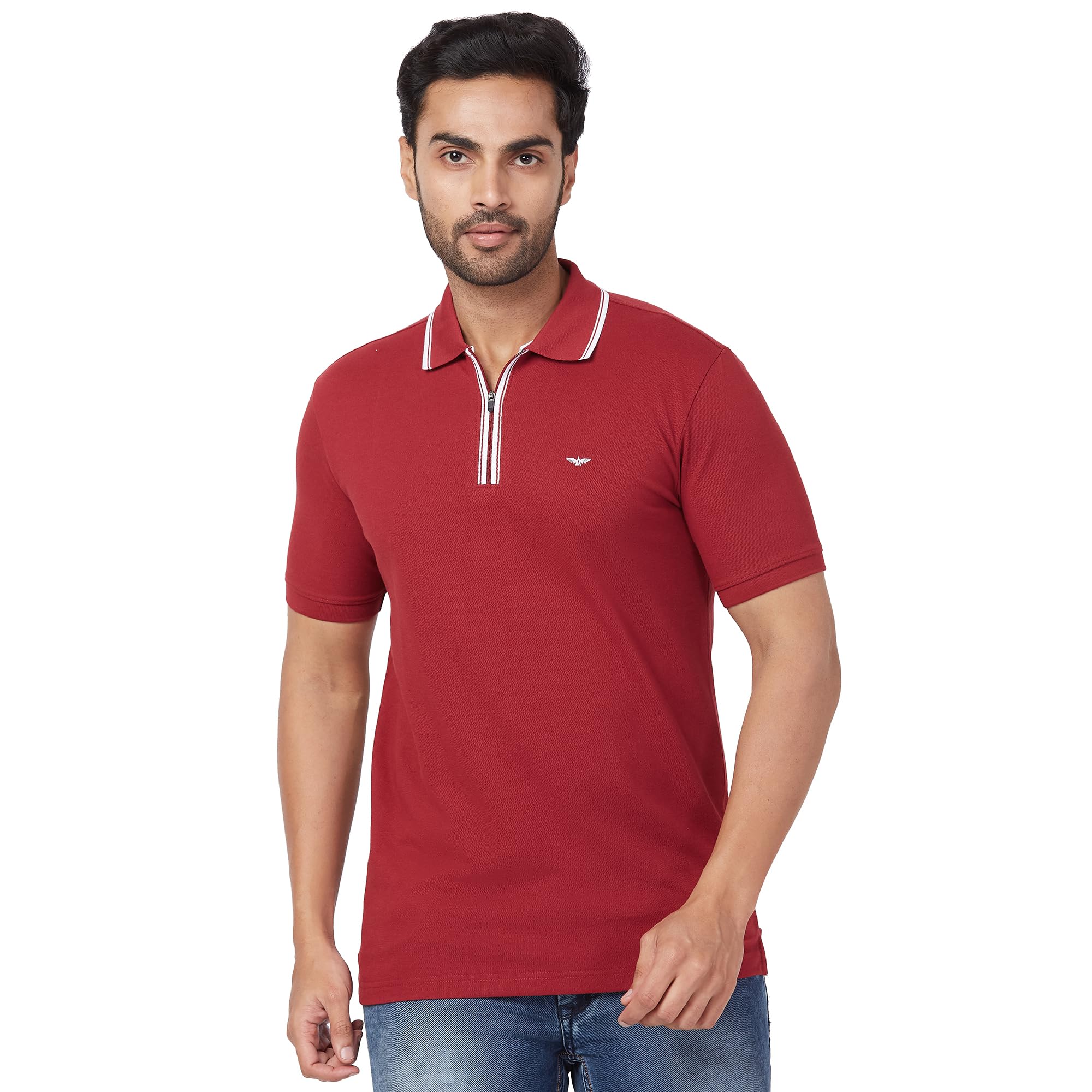 park avenue Men's Slim Fit Solid Pattern Cotton Blend Half Sleeve Polo Neck Casual T-Shirt-picture-29