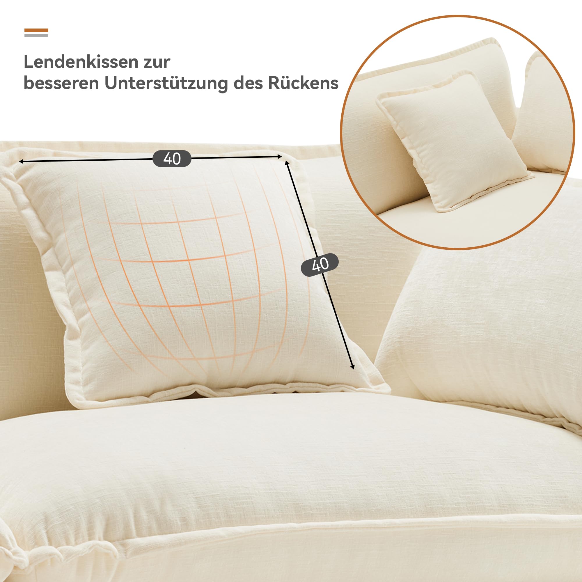 Zepneiy Divano a tre posti dal design moderno, tessuto ciniglia, divano ad angolo a L con poggiapiedi adatto per soggiorno e camera da letto, beige