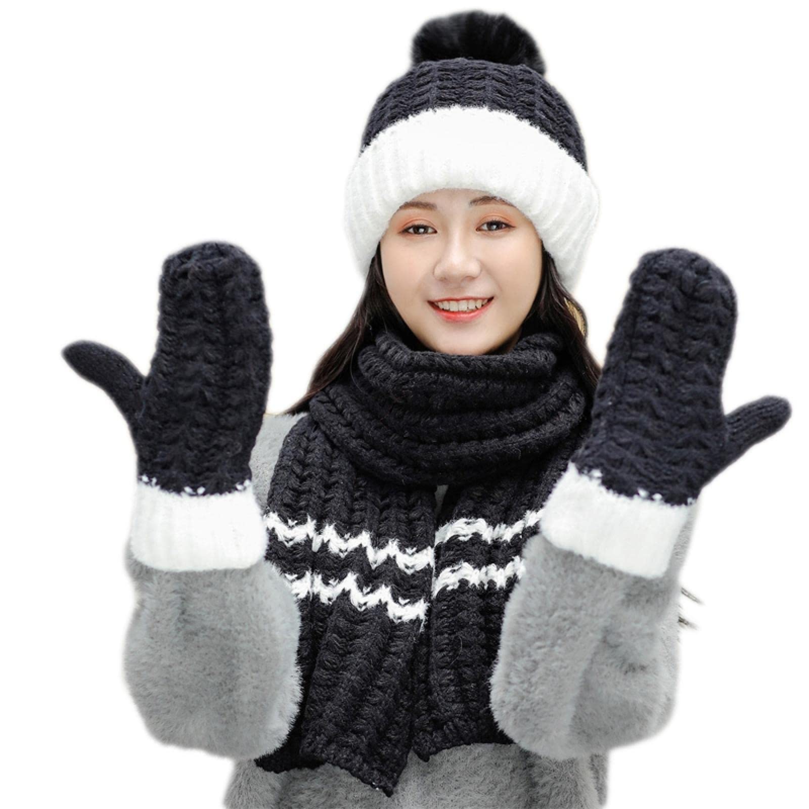 Warmiehomy Hoed Handschoenen Sjaal Set voor Vrouwen Dames Meisjes Zachte Warm Gebreide Beanie Cap Lange Sjaal 3 in 1 Winter Dikke Set voor Buiten Wandelen Winkelen Skiën Vissen Cmping Warmiehomy Hoed Handschoenen Sjaal Set voor Vrouwen Dames Meisjes Zachte Warm Gebreide Beanie Cap Lange Sjaal 3 in 1 Winter Dikke Set voor Buiten Wandelen Winkelen Skiën Vissen Cmping