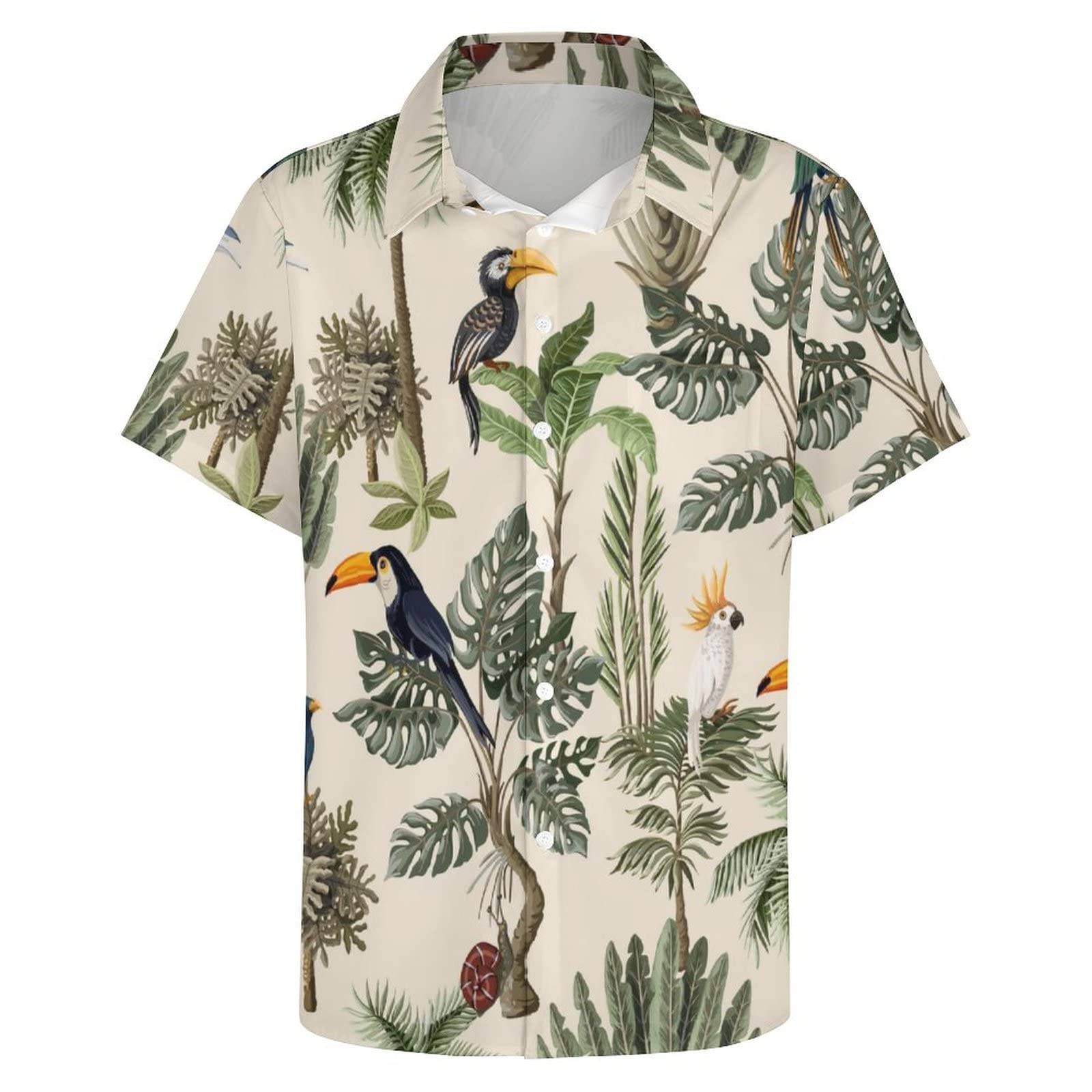 Amazon.co.jp: アロハシャツ メンズ 熱帯雨林の鳥 鳥柄 オウム柄 半袖 