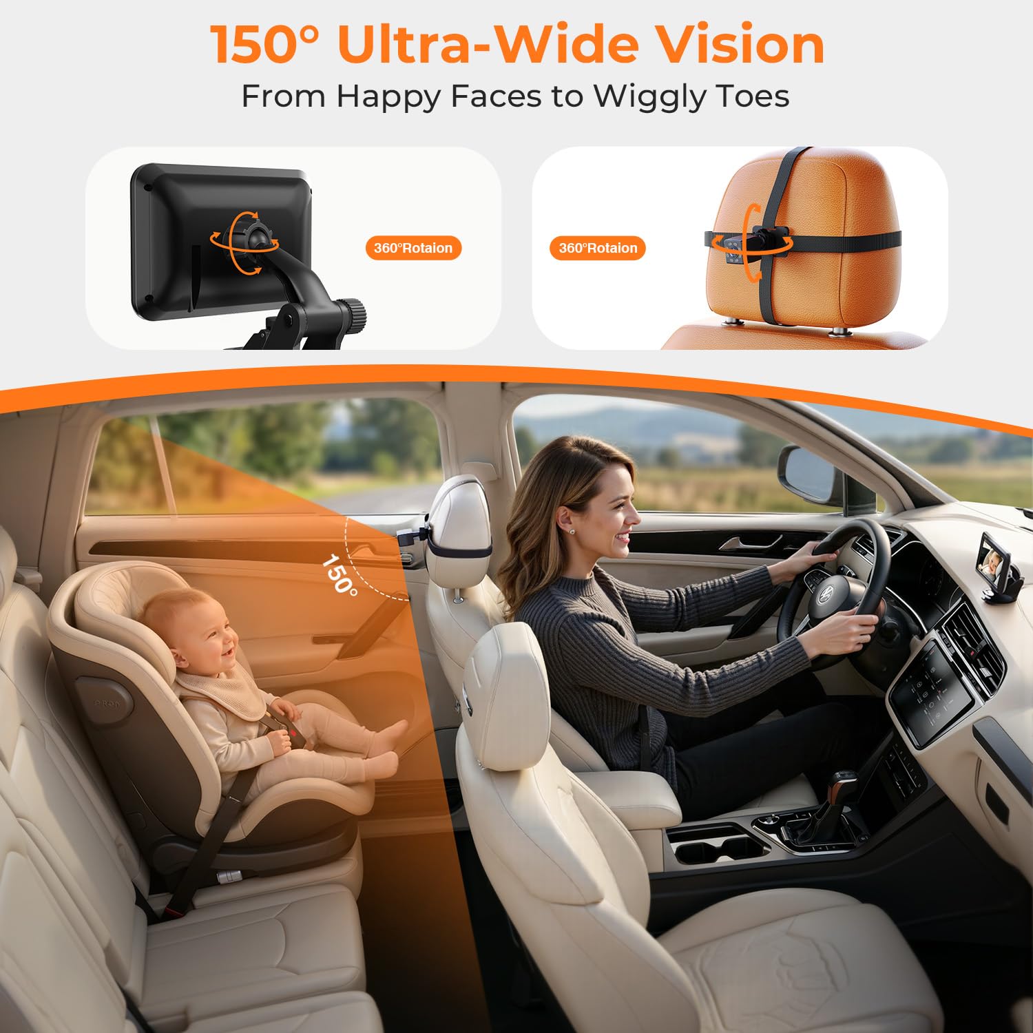 Itomoro 2026 Upgraded Baby Car Camera 1080P HD IR Night Vision Rear Facing — Amazon image 6