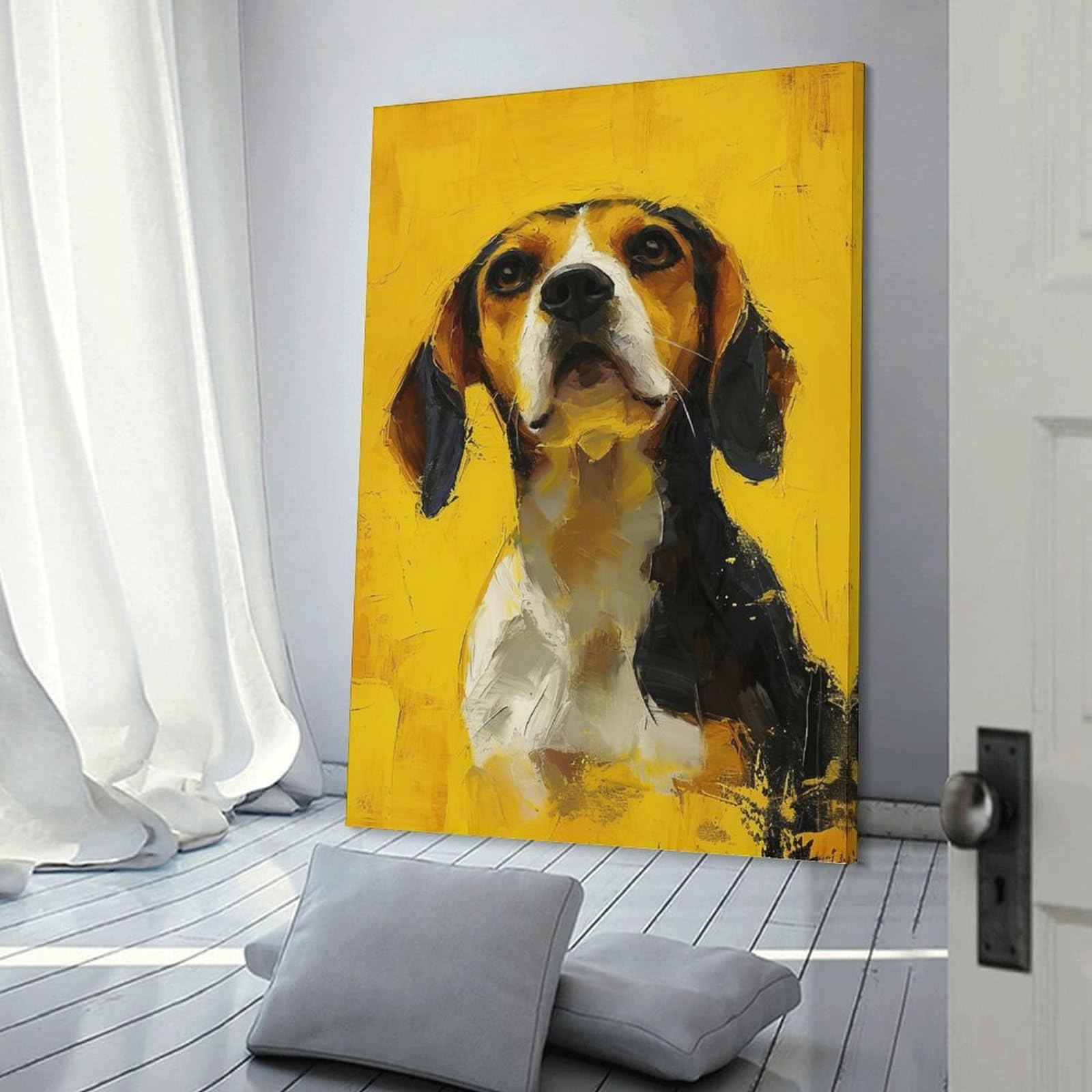 Junmoney Beagles Glow Home Decor Wall Art 16x24inch(40x60cm), for Home, Office, Studio Or Guest Room, Canvas Wall Art That Fits Changing Layouts