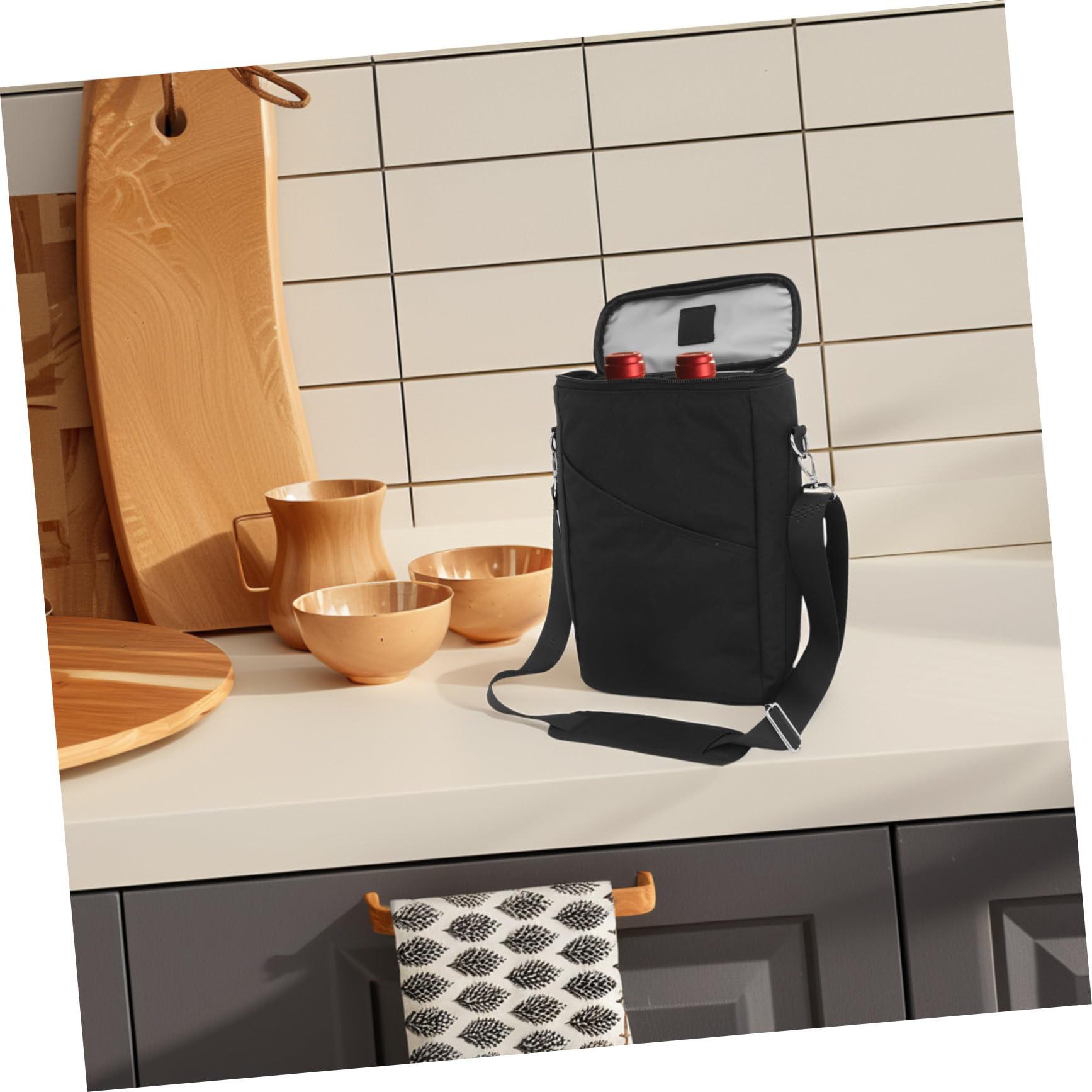 Bolsa Isotérmica para Vino con Capacidad para Botellas Correa Ajustable Aislante y Prueba de Fugas Bolsa Portátil para Transporte Fiestas Picnic y Viajes