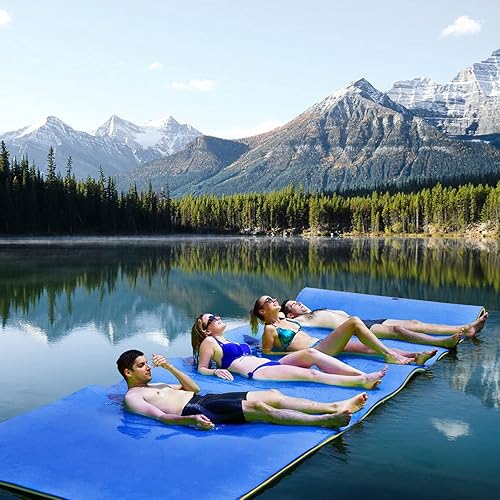 Miniatura 10 de Hysache  Almohadilla flotante de agua flotante de 3 capas de espuma XPE, isla flotante de 3 capas con correas de almacenamiento y diseño de almohada