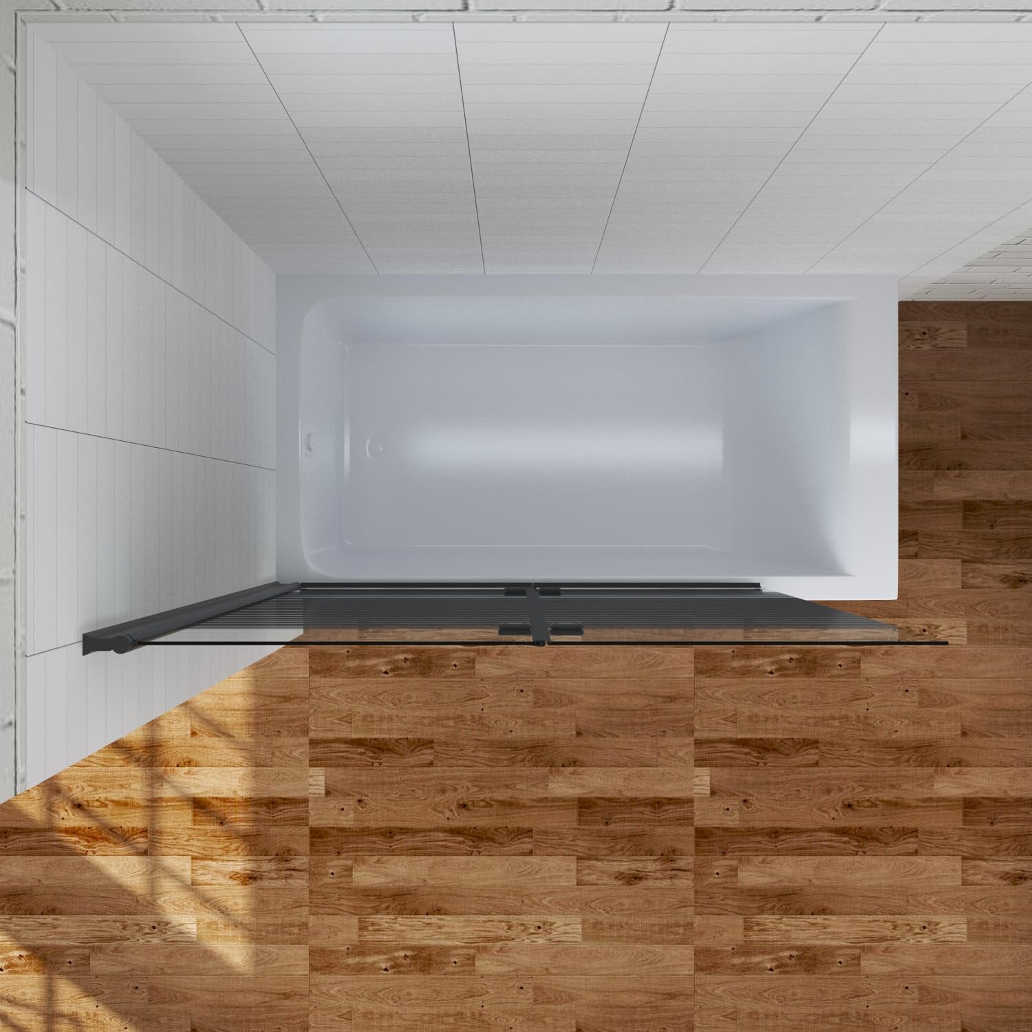 Duschwand für Badewanne ohne bohren zum kleben 120x140 cm 2 Teilig schwarz Badewannenaufsatz Dusche Glas faltbar klappbar Klebemontage schwenkbar 5 mm Sicherheitsglas klar ESG NANO Beschichtung