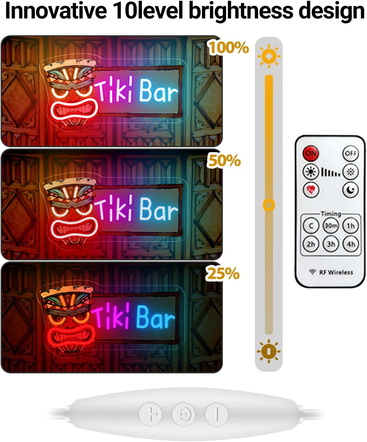 Tiki Bar Neon Sign for Bar Wall Decor, Timing Dimmable LED Neon Bar Lights, Retro Hawaiian UV Printed Tiki Light Up Signs for Home Pub Man Cave Club Restaurant Bistro Party, 16x8.4 Inch - Image 6