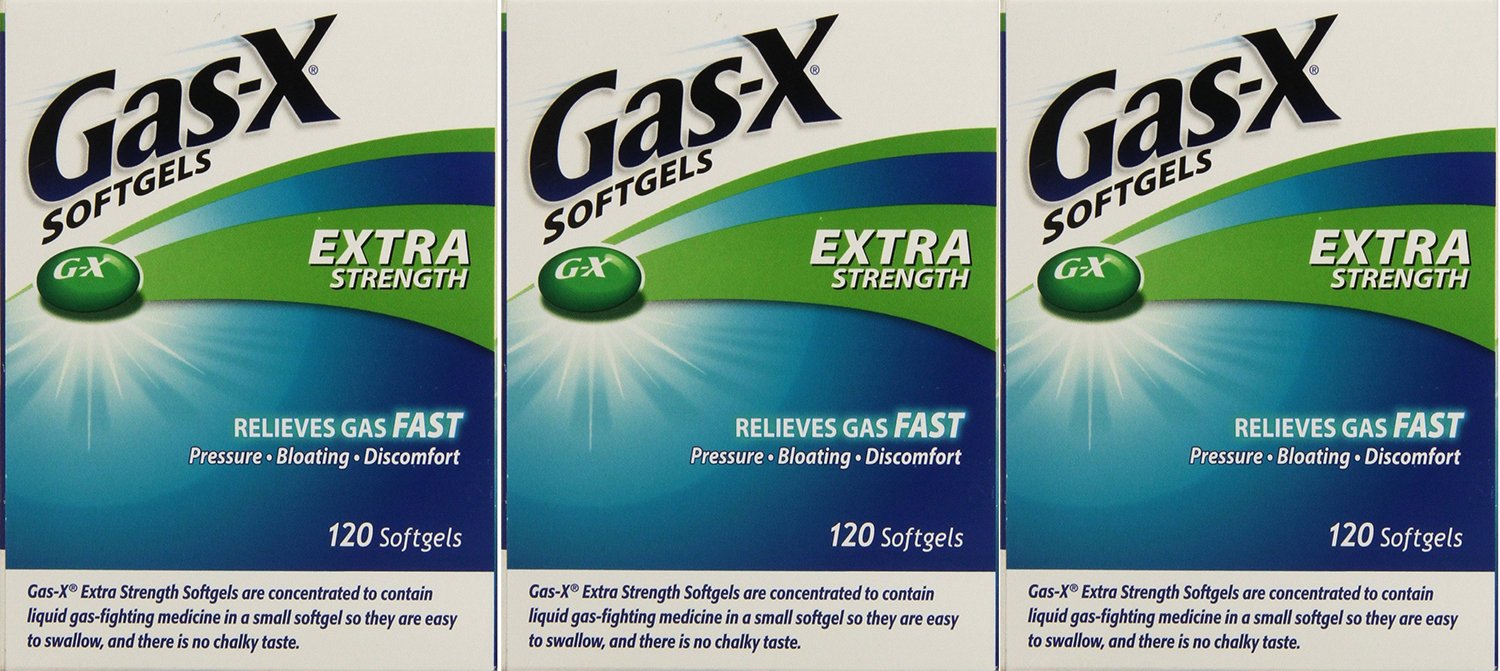 Gas-XExtra Strength Antigas Simethicone, 120 Softgels (Family Pack of 3)