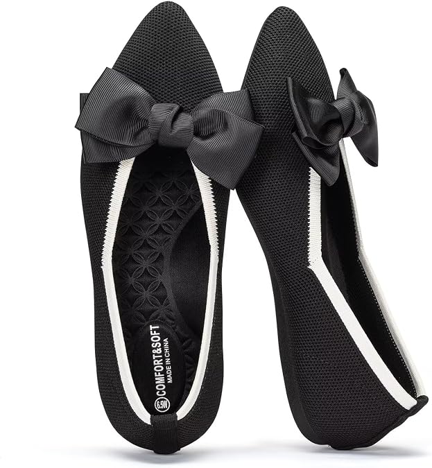 Frank Mully Women's Wide Width Flat Shoes, Comfortable Pointed Toe Flats for Wide Feet