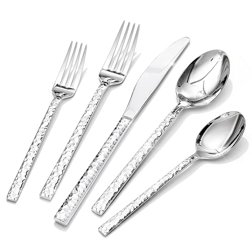 Kingstone 60 Piece Hammered Silverware Set for 12