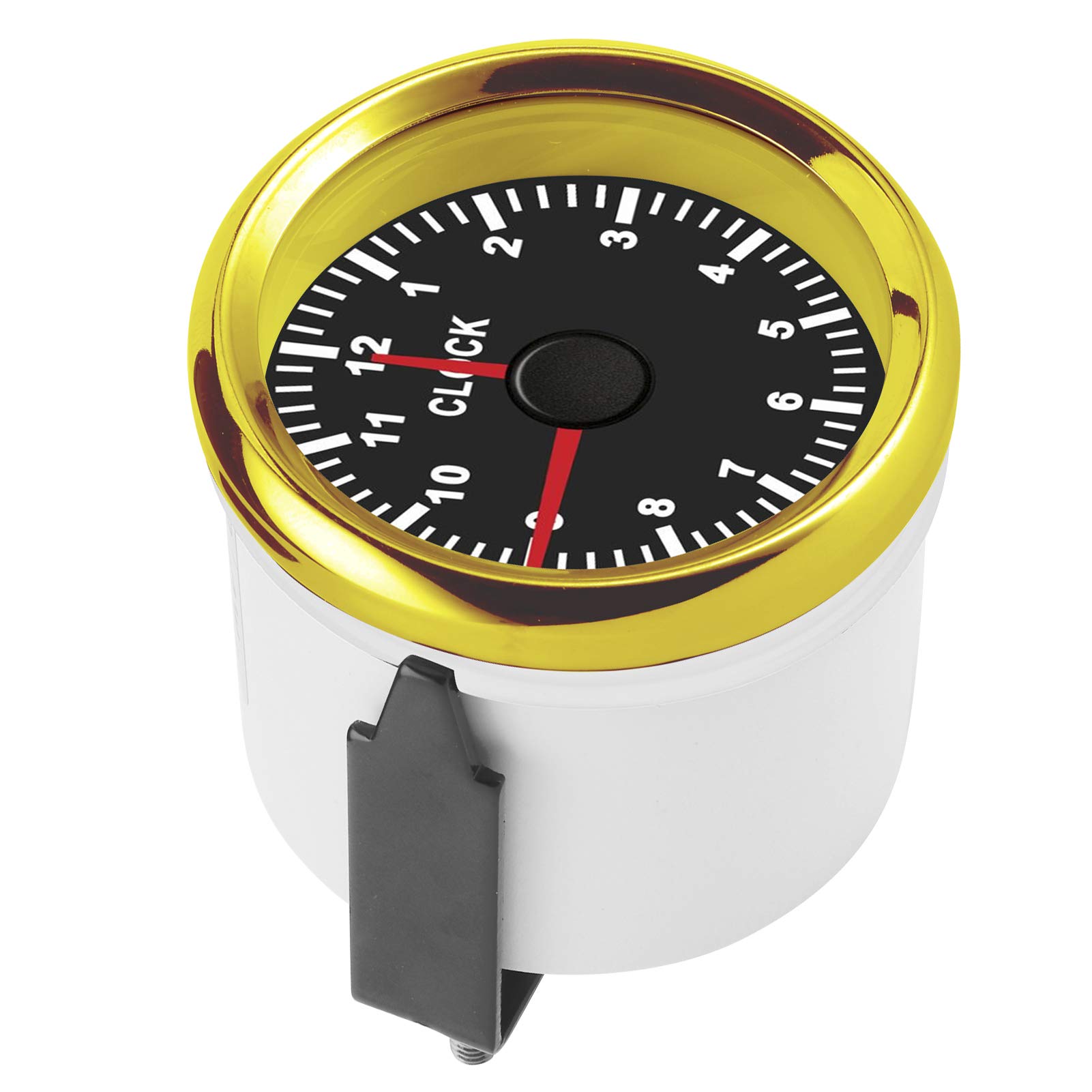 Generic Instrumento de Calibre de Reloj Universal con Retroiluminación Roja de 2 Pulgadas, 0-12 Horas de Funcionamiento para Coche, Barco, Yate, Acero Inoxidable 316L, Medidor de Esfera de 52 Mm
