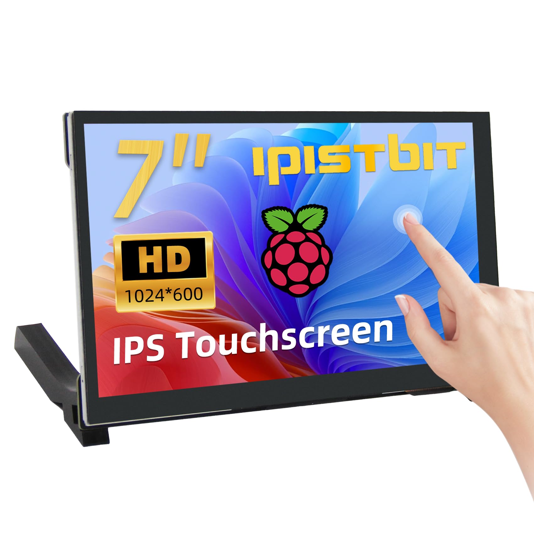 7 Inch IPS LCD Touch Screen Display 1024×600 HDMI Capacitive Mini Small Monitor for Raspberry Pi 5/4/3/2/B/B+, BB Black, Win 11/10/8/7