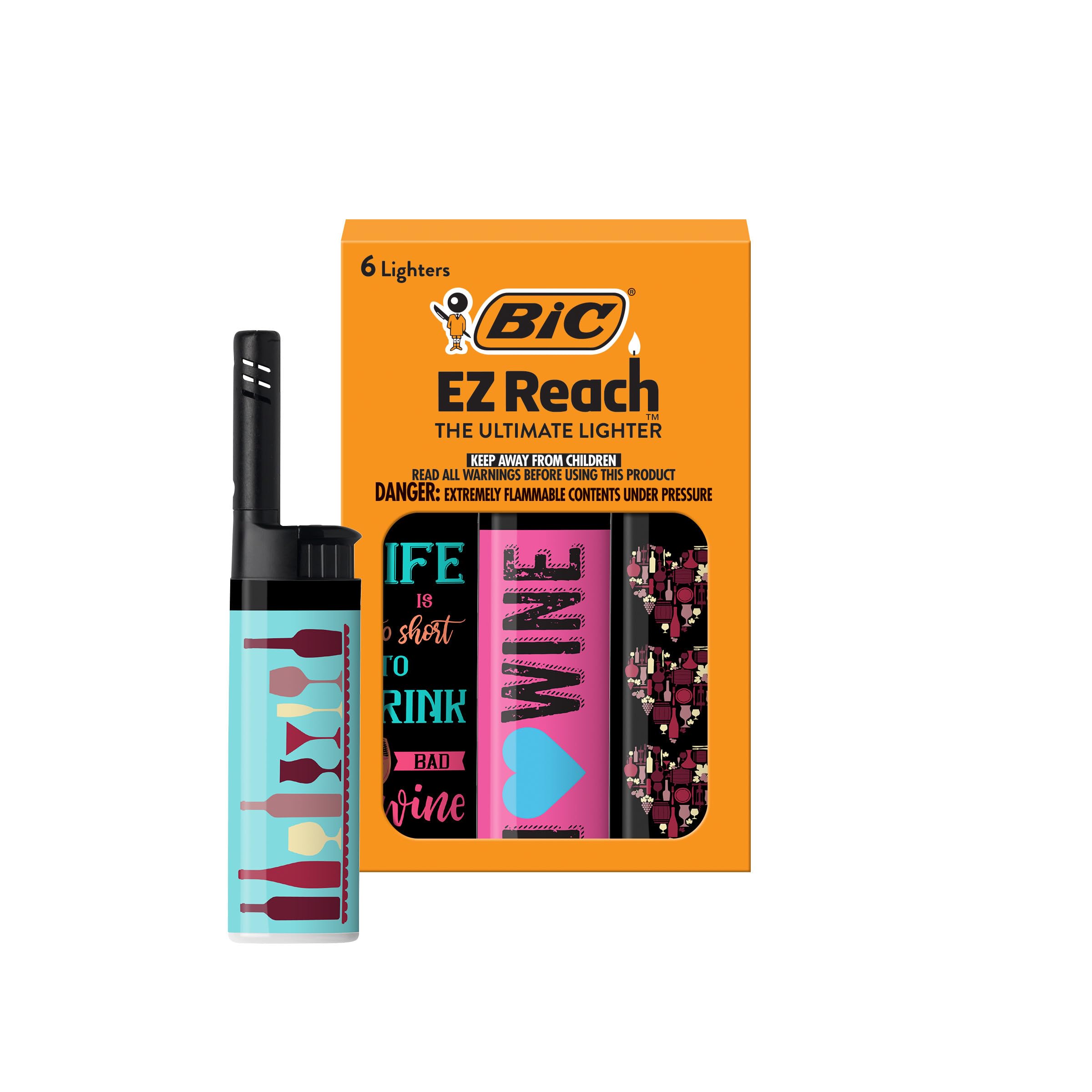 BIC EZ Reach Candle Lighter The Ultimate Lighter with Wand for Candles Counterculture Shrooms 420 Assorted Designs 6