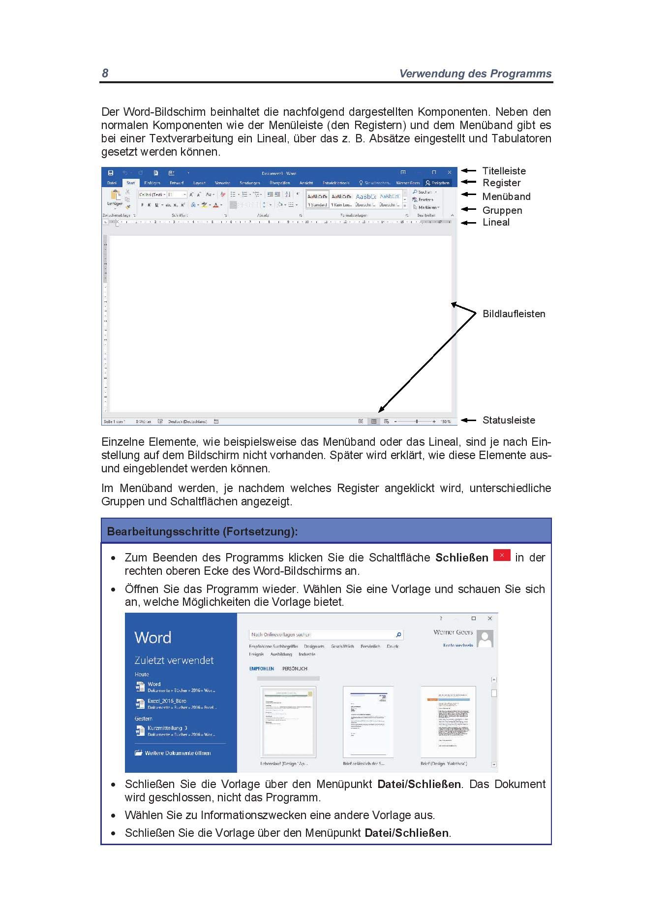Arbeiten mit Word 2016: Schülerband