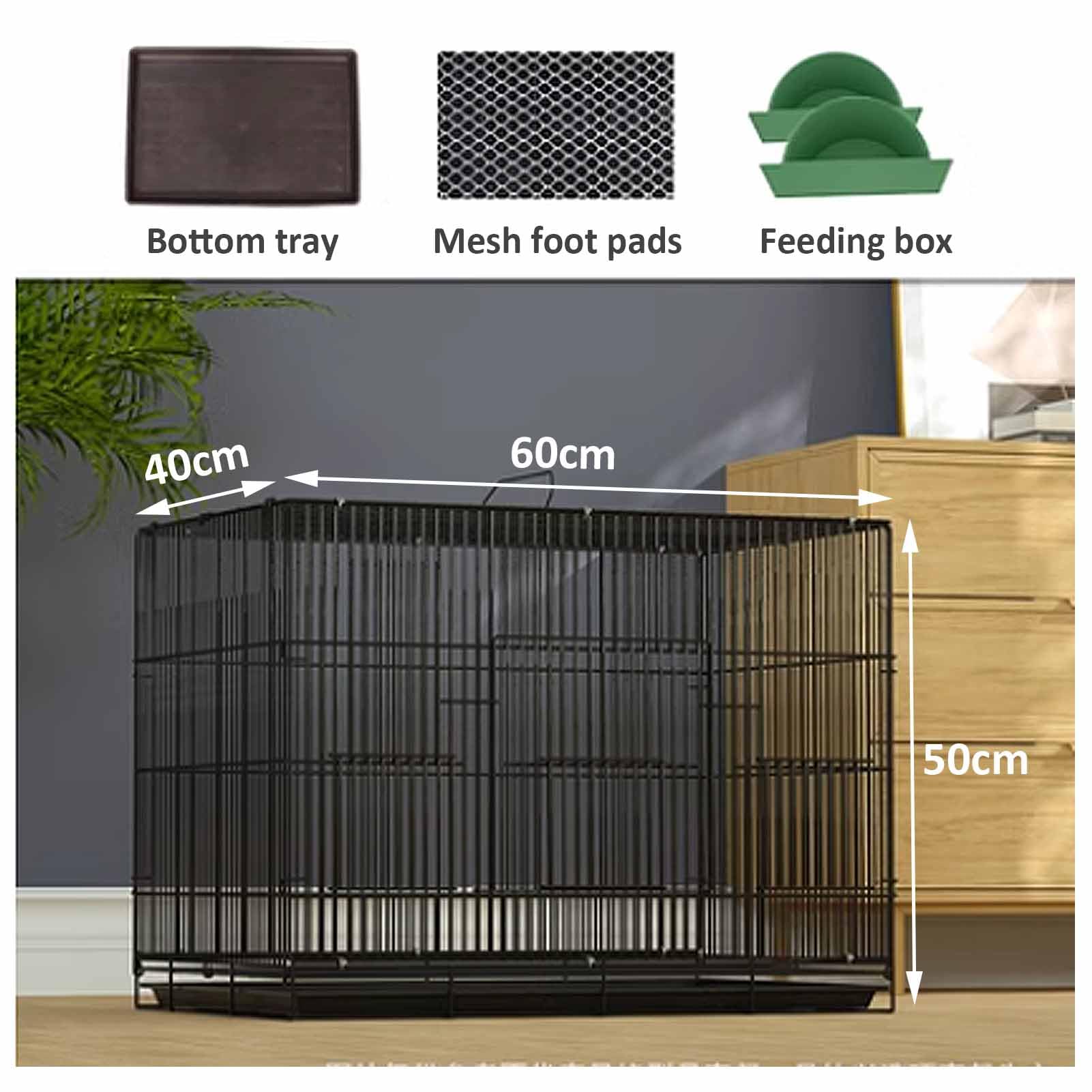 Jaula Interior para Conejos Jaula Plegable para cobayas Gallinero Jaula para Animales pequeños con Bandeja extraíble Jaula Grande para Conejos de Metal Negro