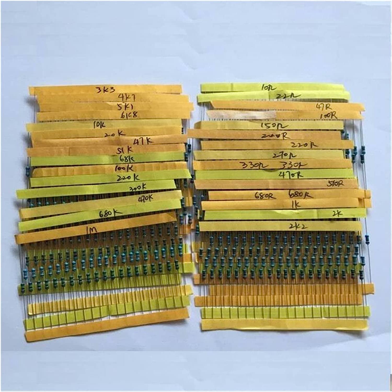 600 Pezzi 30 valori x 20 Pezzi for Valore Confezione di resistori a Film Metallico, resistore da 1/4 W 1 for Cento Set di resistori Assortiti