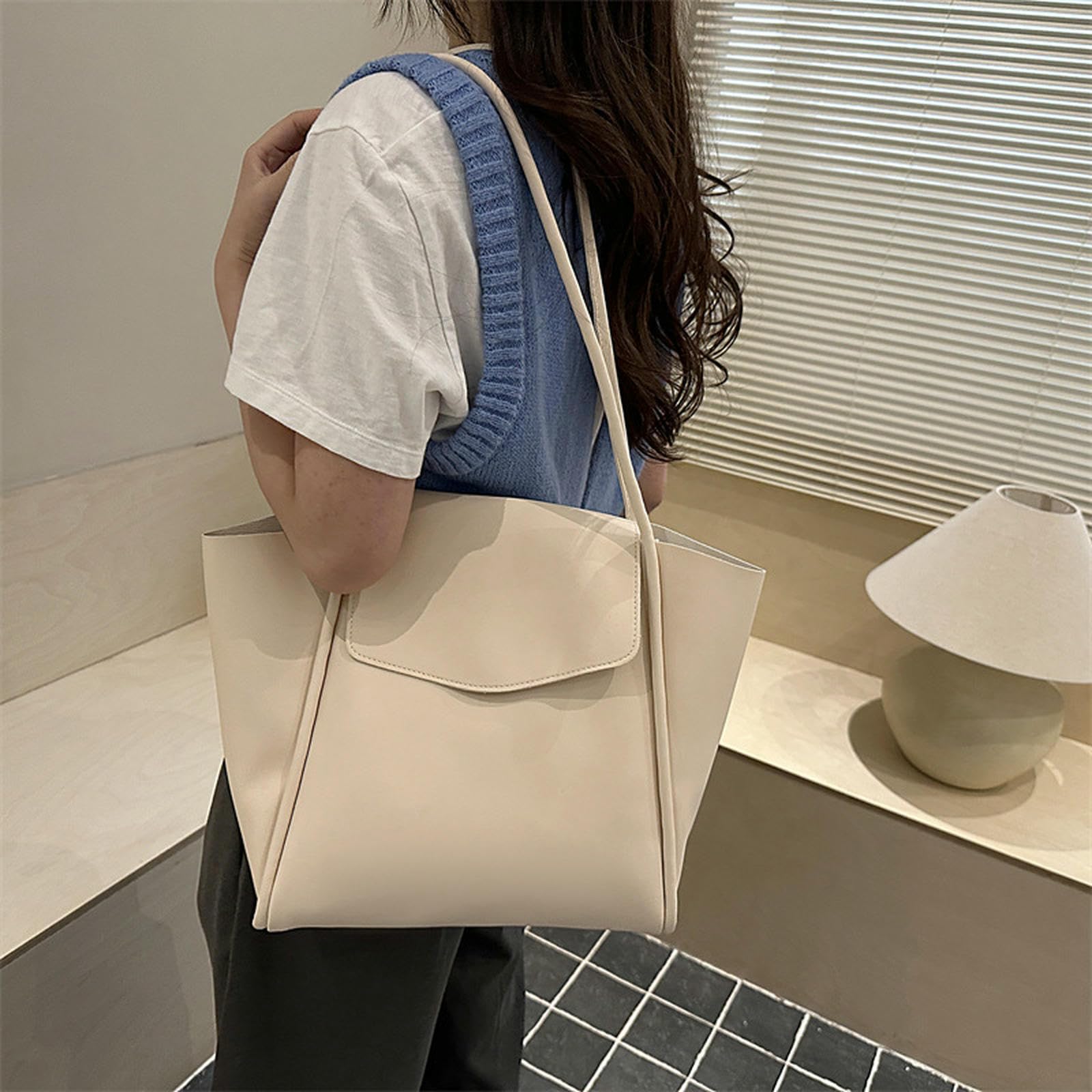 Borsa a Tracolla di Fascia Alta, Elegante, Grande capacità, alla Moda, Versatile, Semplice E Semplice-Bianco Sporco