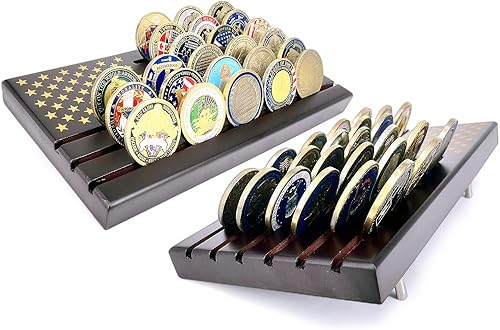 Joygulls Soporte de monedas de 6 filas, soporte de exhibición de monedas de desafío militar estadounidense con capacidad para 36-40 monedas