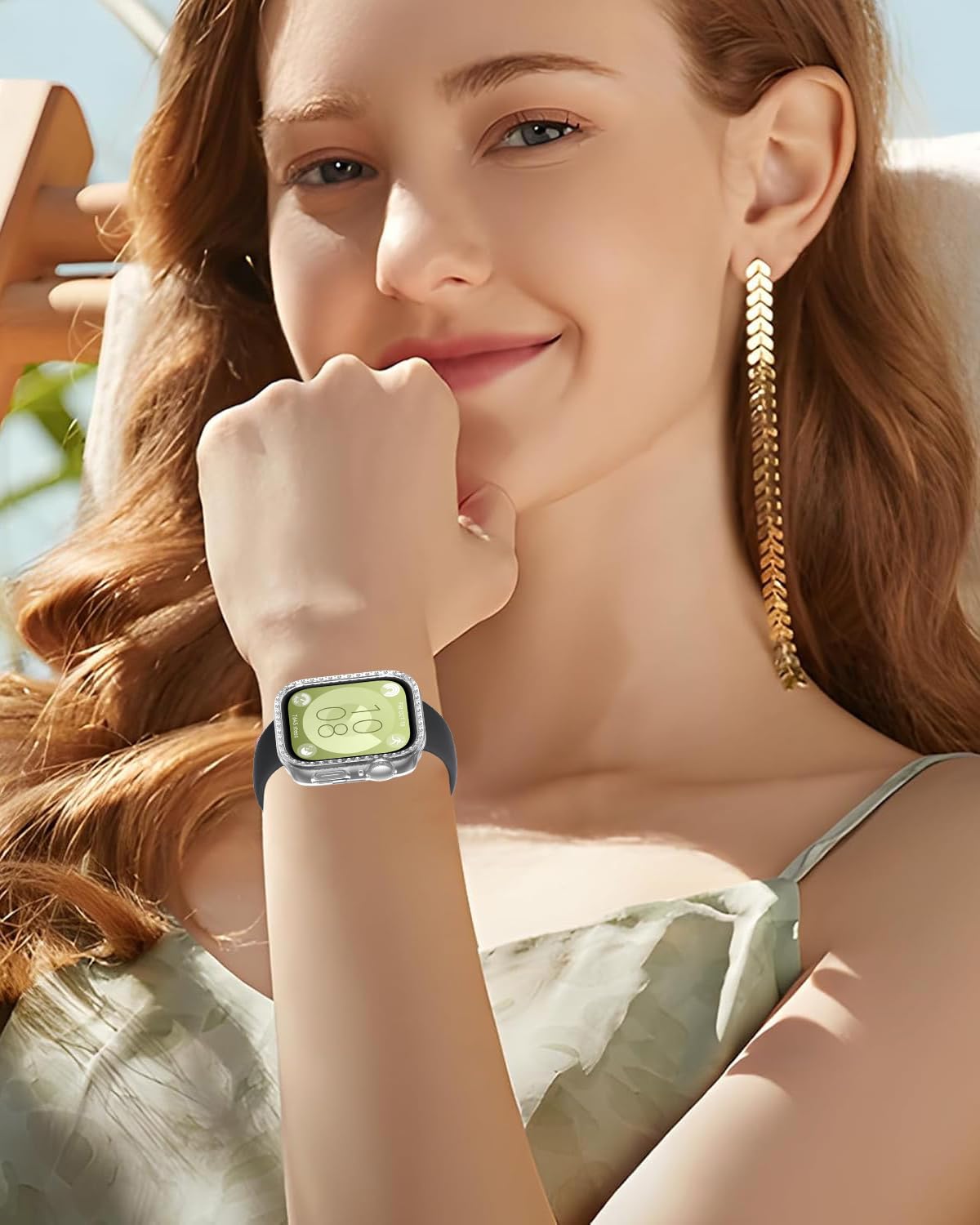 Miimall Błyszczące etui do Huawei Watch Fit 3, twarde etui z ramką PC, kryształowe diamenty ze strasu, smukłe etui ochronne do Huawei Watch Fit 3 - przezroczyste