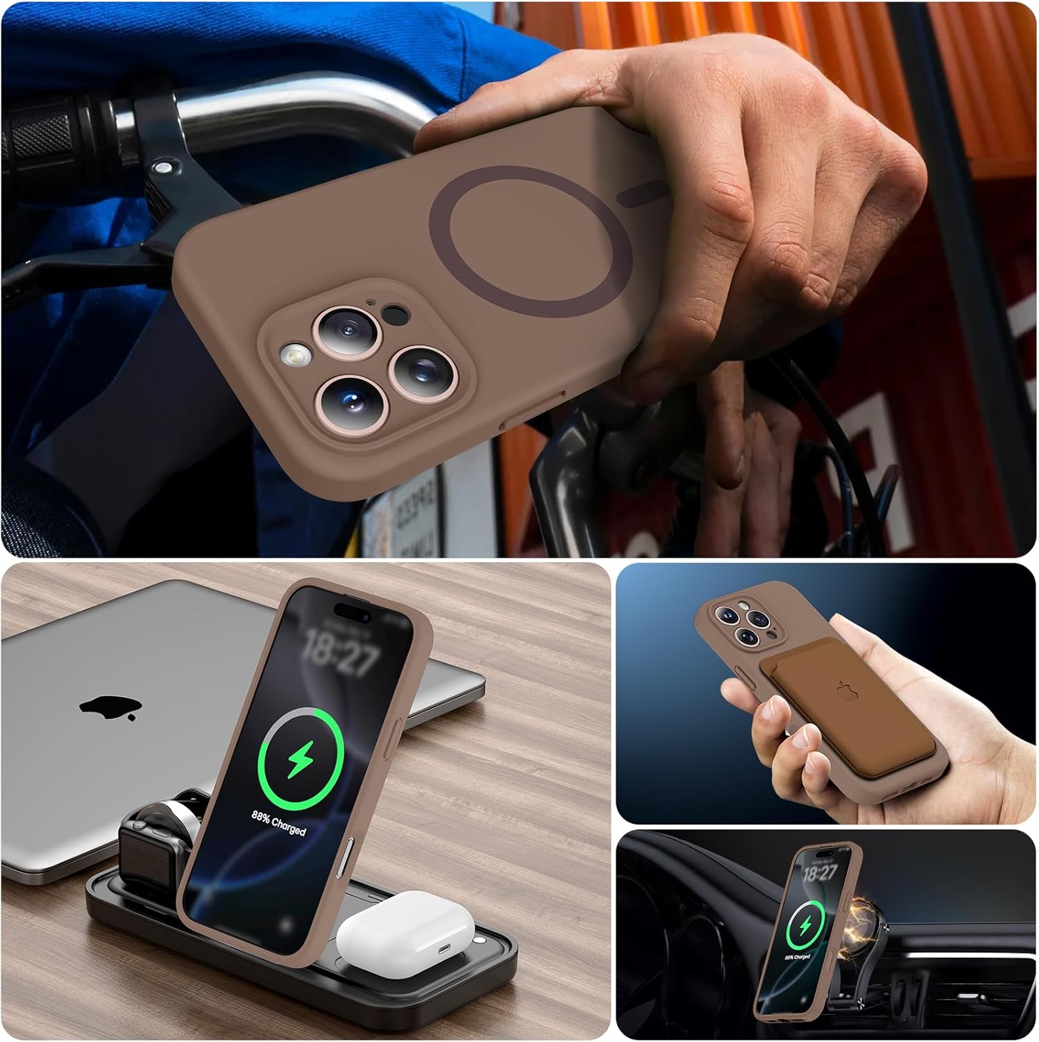 Magnetic for iPhone 16 Pro Max Case, Compatible with MagSafe, Full Camera Protection, Military-Grade Protection 3.0mm Thicken Silicone Phone Cover for 16 ProMax 6.9", Desert Brown - Image 6