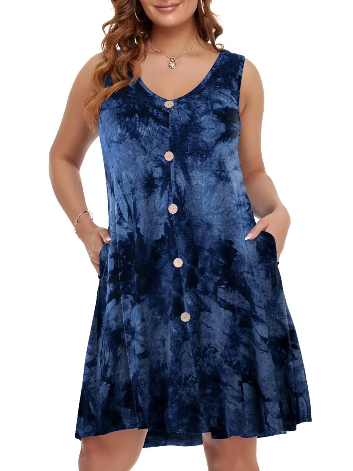 BELAROI Summer Dresses for Women Beach Tshirt Sundress V Neck Casual Swing Tank Dress Swimsuit Cover Ups Pockets