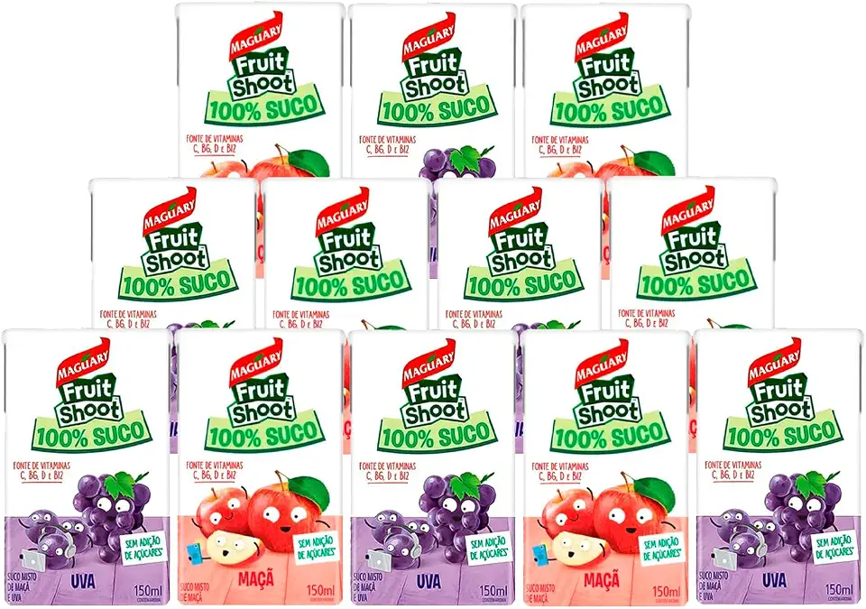 Kit Sucos Sortidos Fruit Shoot 100% Maçã e Uva 150ml
