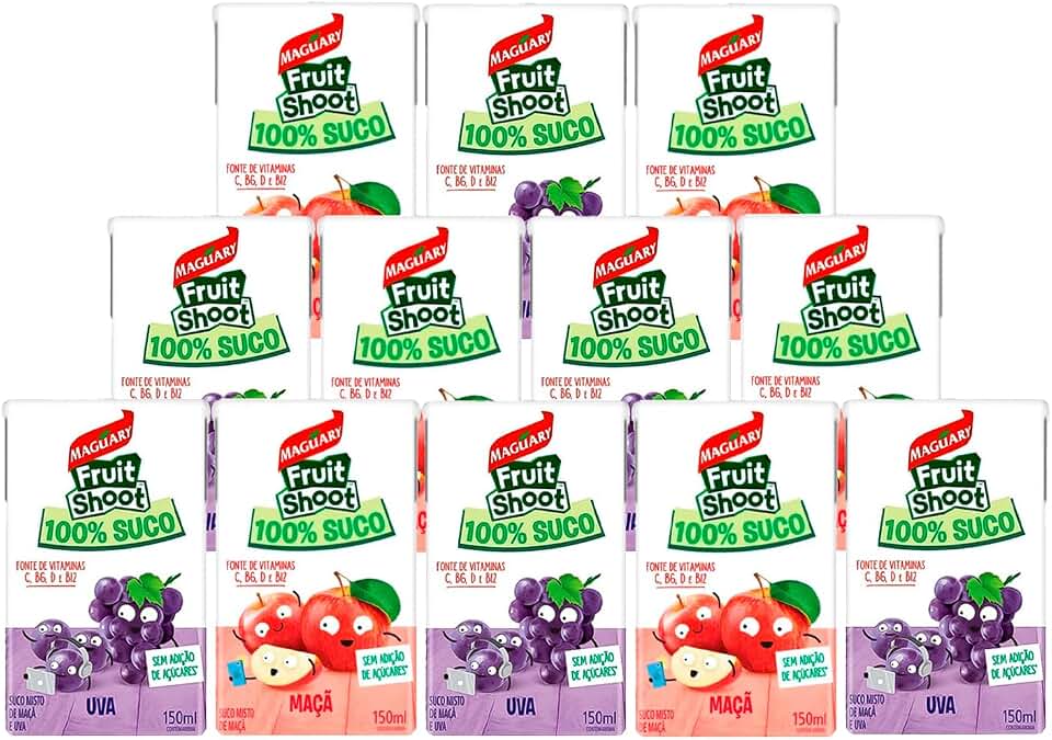Kit Sucos Sortidos Fruit Shoot 100% Maçã e Uva 150ml