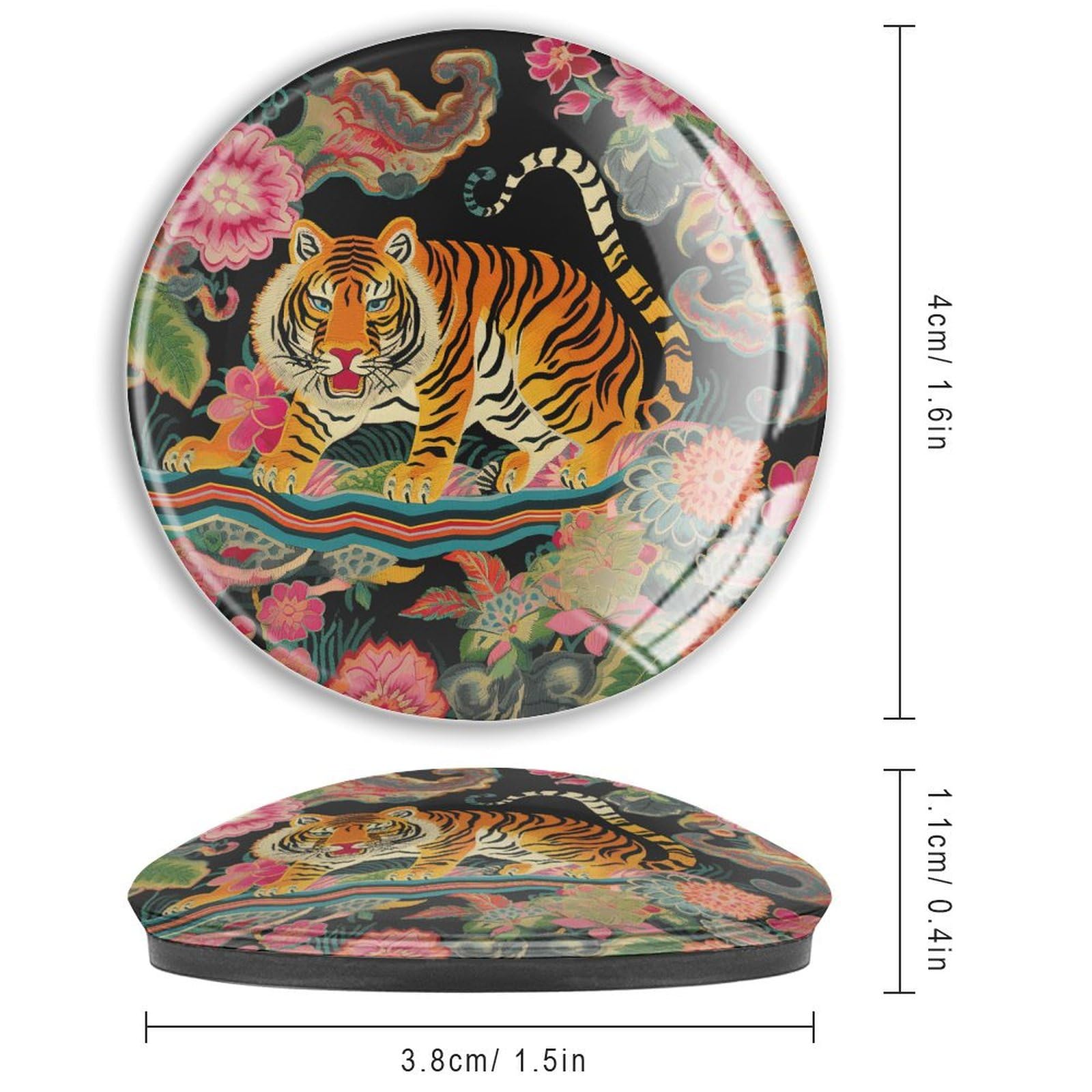 Imanes de refrigerador de estilo asiático, imanes pequeños de vidrio, diseño de tigre, floral, chinoiserie, divertidos imanes de estilo chino exóticos para la escuela, hogar, cocina,