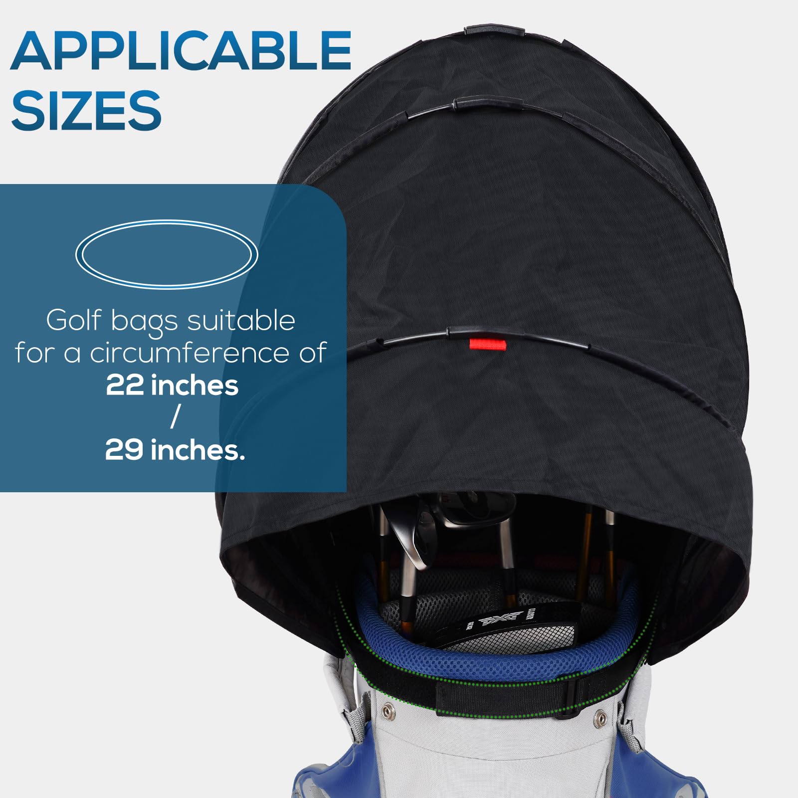 Cubierta de lluvia para bolsa de golf, protector de palo de golf, cubierta impermeable para lluvia y polvo, fácil acceso, capucha de lluvia para bolsa de golf, tela impermeable de panal