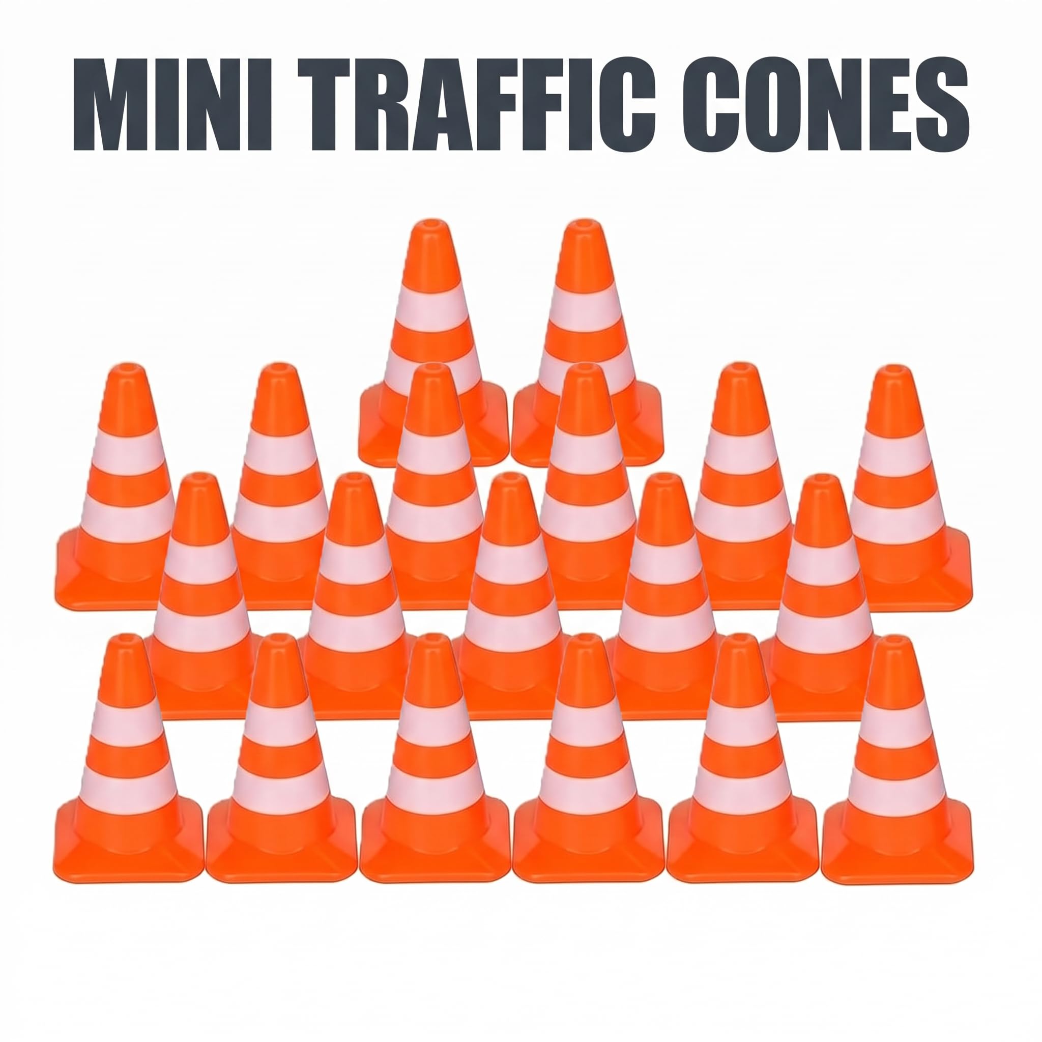 14Pcs Orange Miniature Road Cone,Traffic Cones Plastic Sign Road Cone Toy Roadblock Cone Sign Model Photo Prop Educational for Small Cones Construction Cones,Safety Signs and Signals — Amazon image 2
