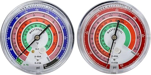 Miniatura 3 de Mastercool - analizador digital de 2 vías, modelo (59661) con 3 calibradores de 18 pulgadas y mangueras de 60 pulgadas. color azul. RA410A, R22,