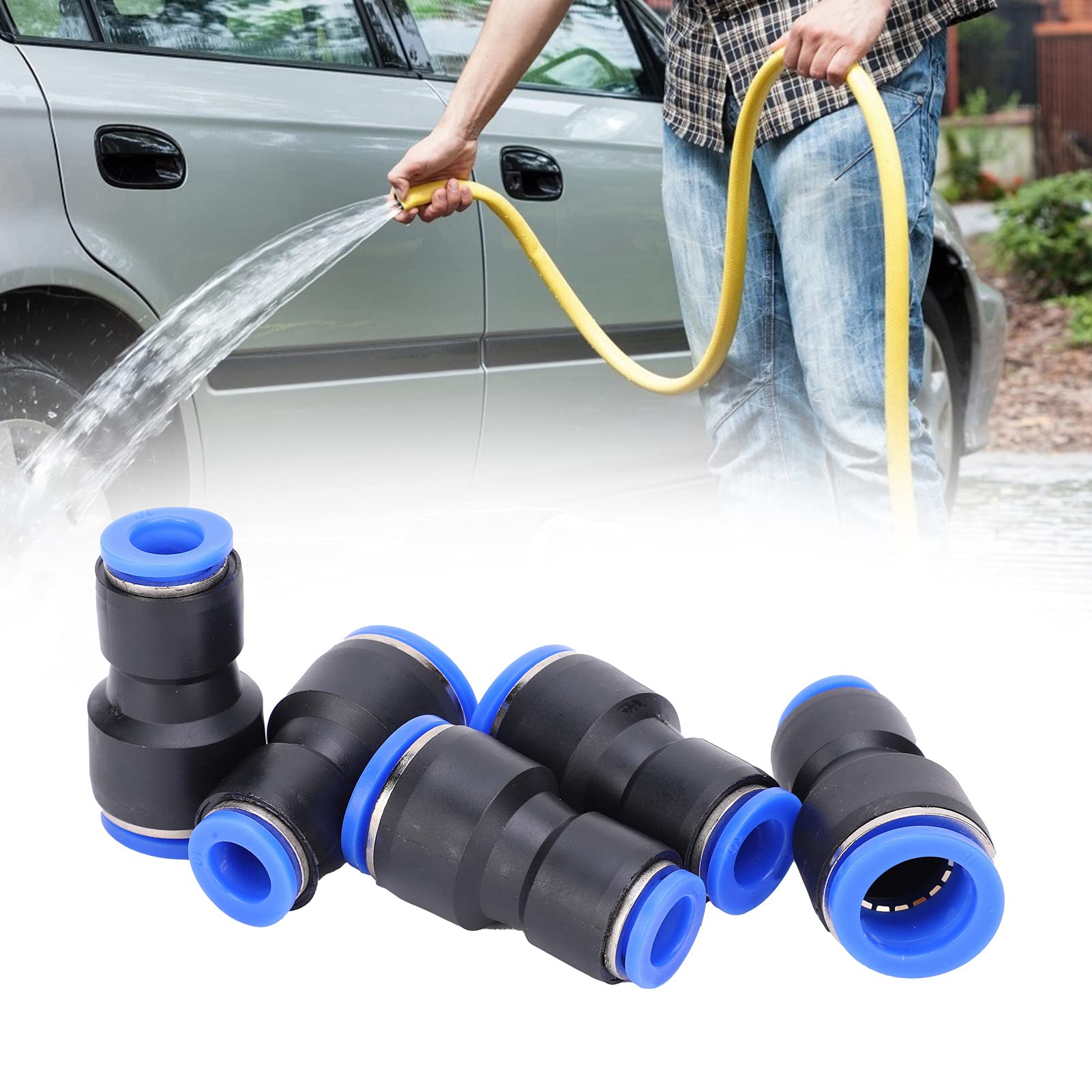 50pcs conector neumático 2 videos manguera de tubo PU rápido empuje en el ajuste de agua de aire PG1610 para el neumático
