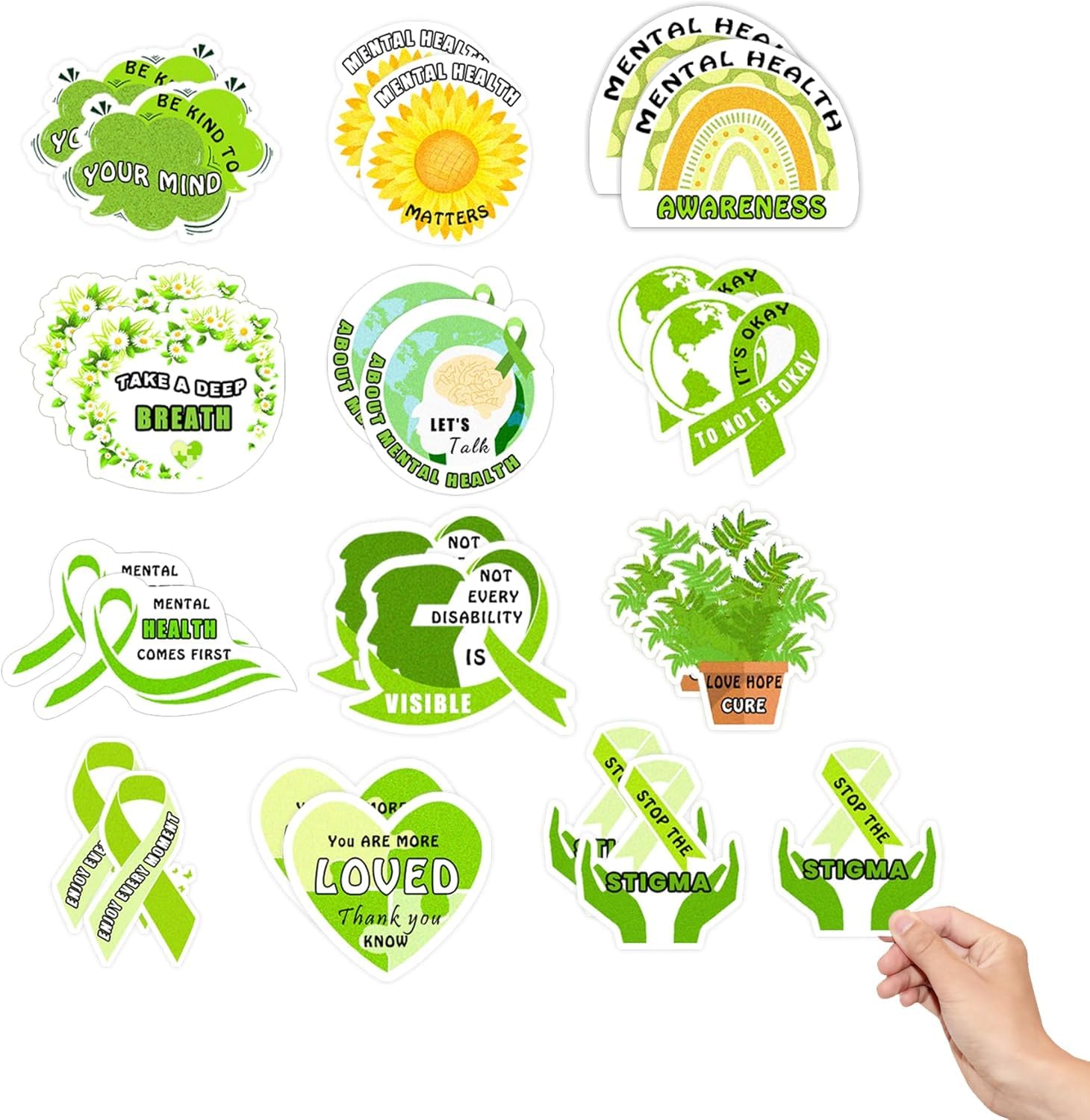 Mental Health Awareness Brain Anxiety Sensory Stickers - Motivational Inspirational Mental Health Anti Stress Tactile Rough Sensory Calm Textured Strips Calming Stickers for Kids 36 Pcs