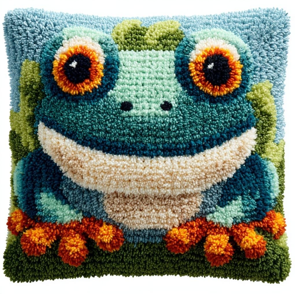Axiangzik Frog Latch Hook Pillow Kit For Adults,