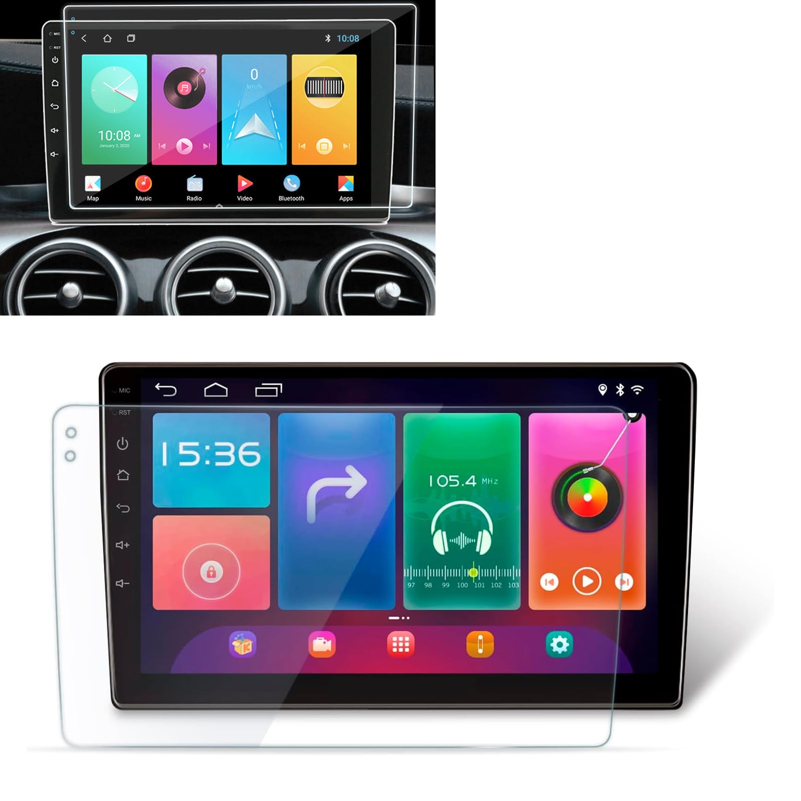 GKmow 1 PC In-car Navigation Tempered Film, 9" Touch Screen Tempered Glass Protective Film, Suitable for Most Models (Transparent)