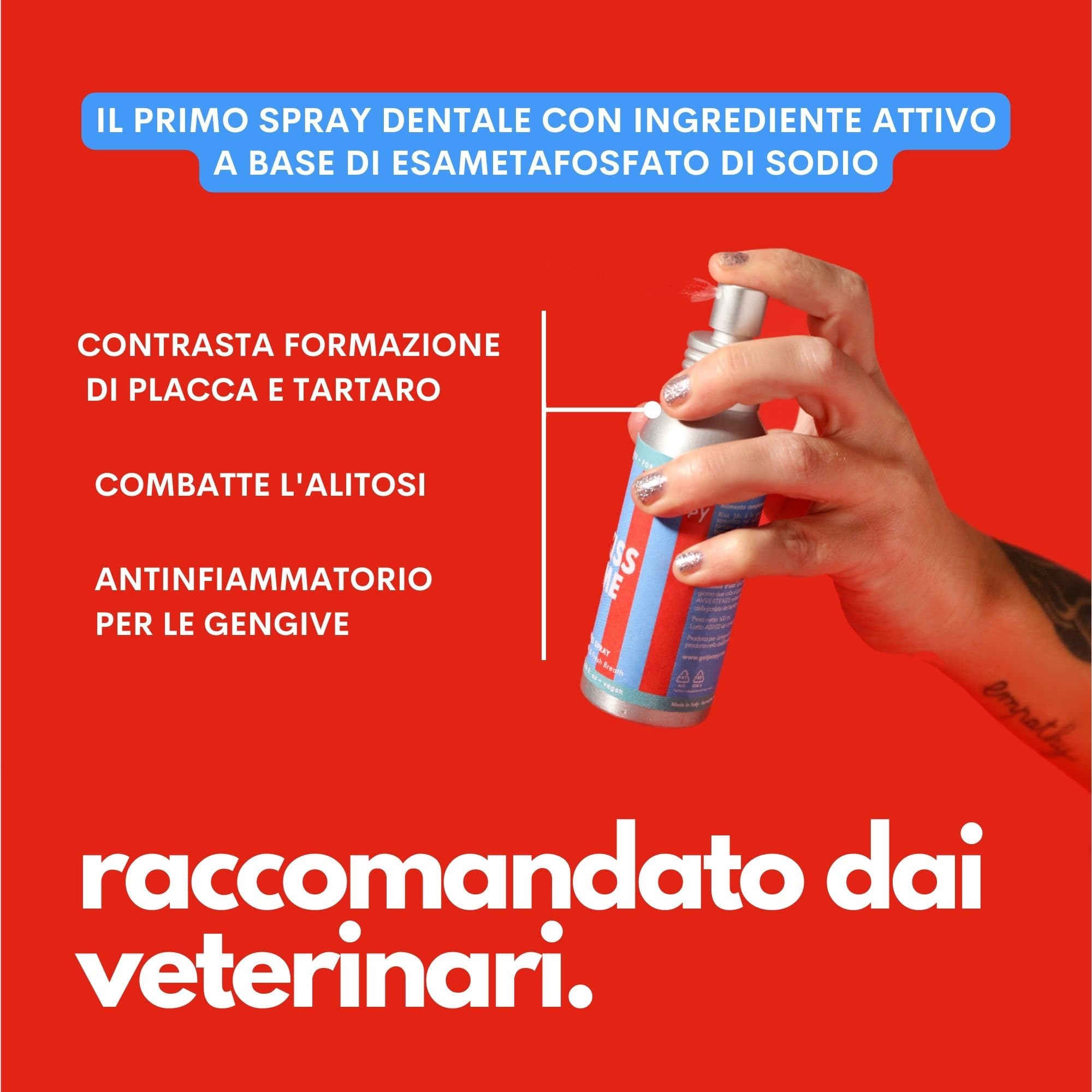 JAMPY Kiss Me Dentifricio Spray Per Cani 100 ml Anti-Alitosi Tartaro Placca