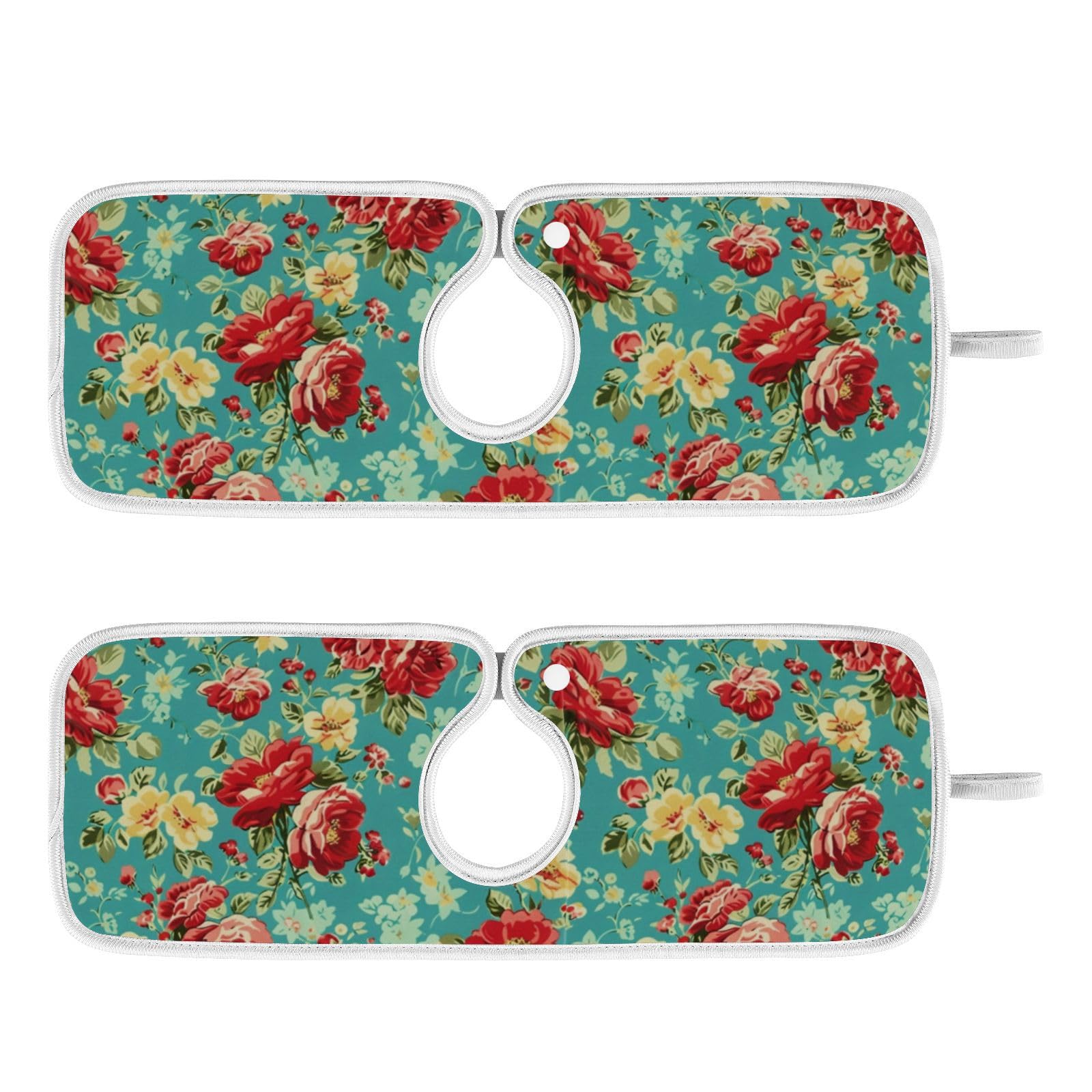 Tapis absorbant pour robinet de cuisine floral en microfibre 76x12 cm Lot de 2