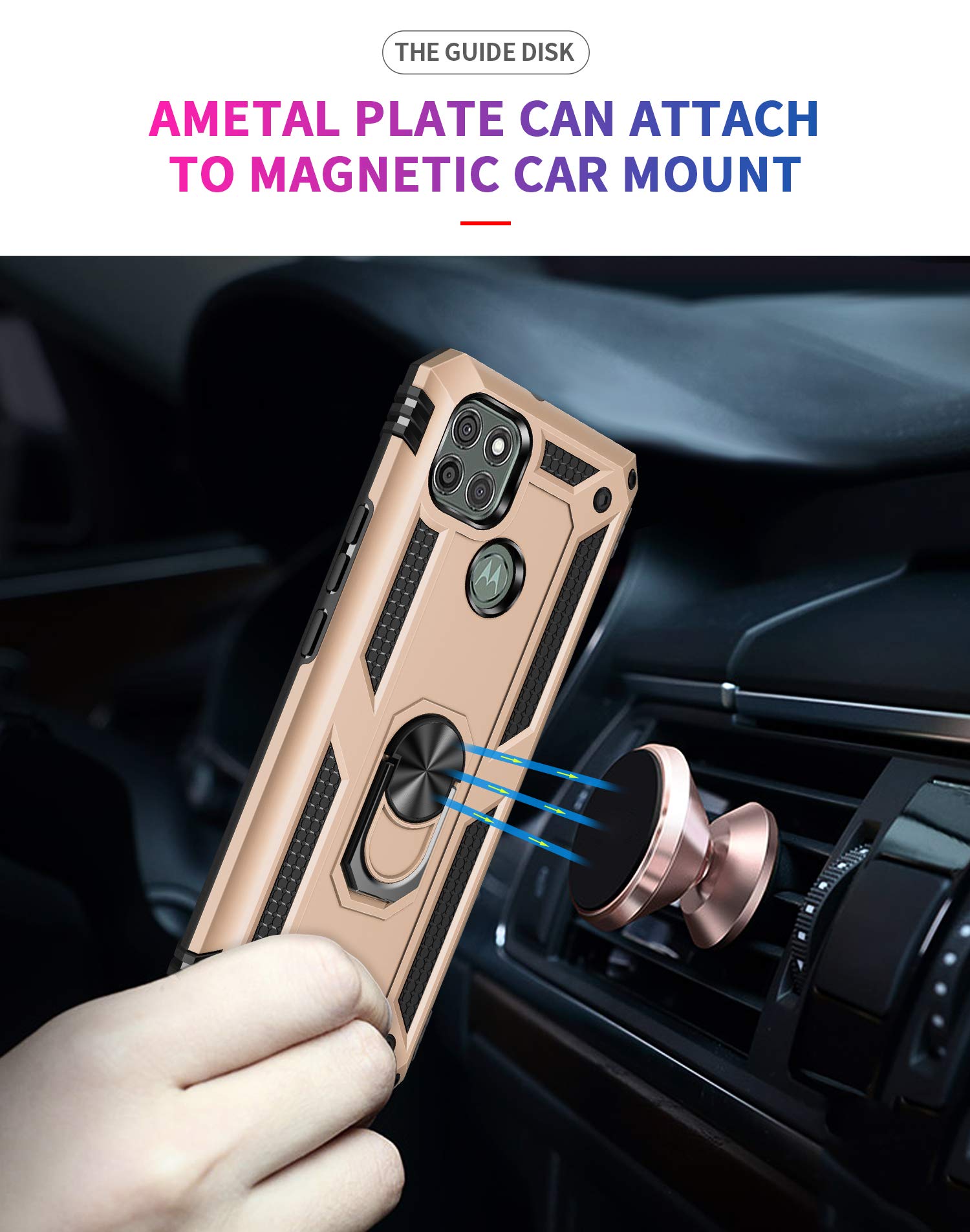 Custodia Con Cordino Polso Per Motorola Moto G Play (2021) Supporto Per Auto 3 In 1 Con Morsetto E Custodia Flip Slot Carte