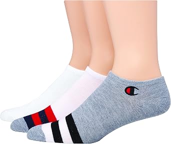 Champion Mens 3-pack Super No Show W/Embroidery Socks