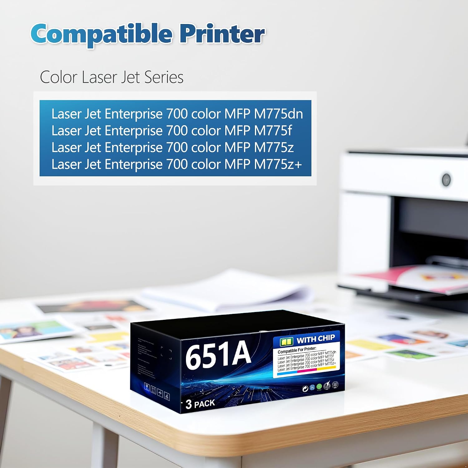BERRYSKY 651A Toner Cartridge (3-Pack,Cyan/Magenta/Yellow) Compatible HP 651A Toner Cartridges Replacement for Laser Jet Enterprise 700 Color MFP M775dn M775f M775Z M775z+ Printer