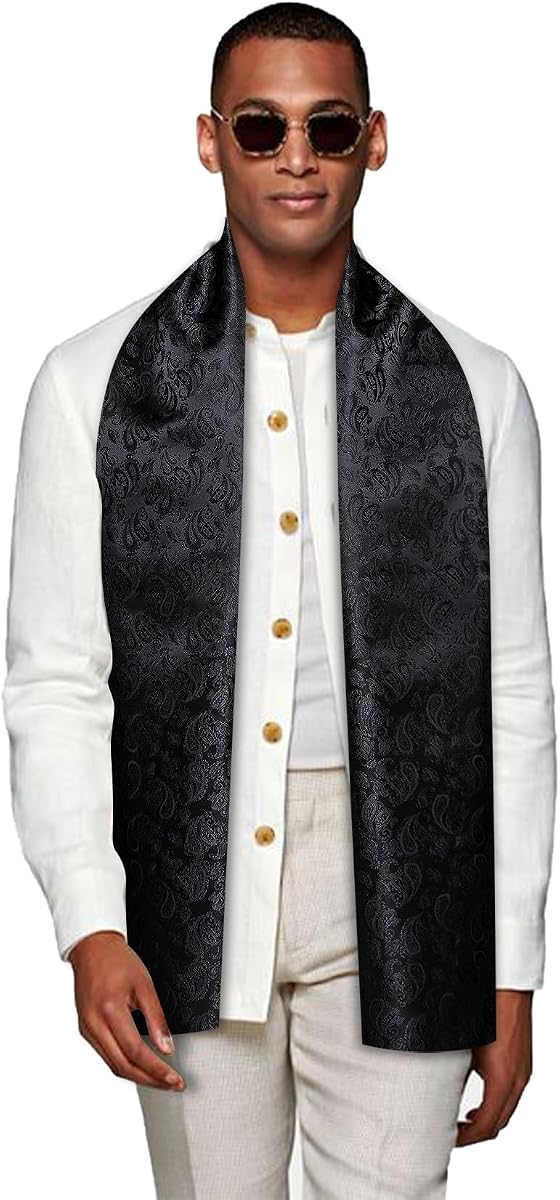 Mens/Womens Lightweight Silk Scarf Fashion Print Paisley Scarves Neckerchief Shawl Autumn Winter 63"x20"