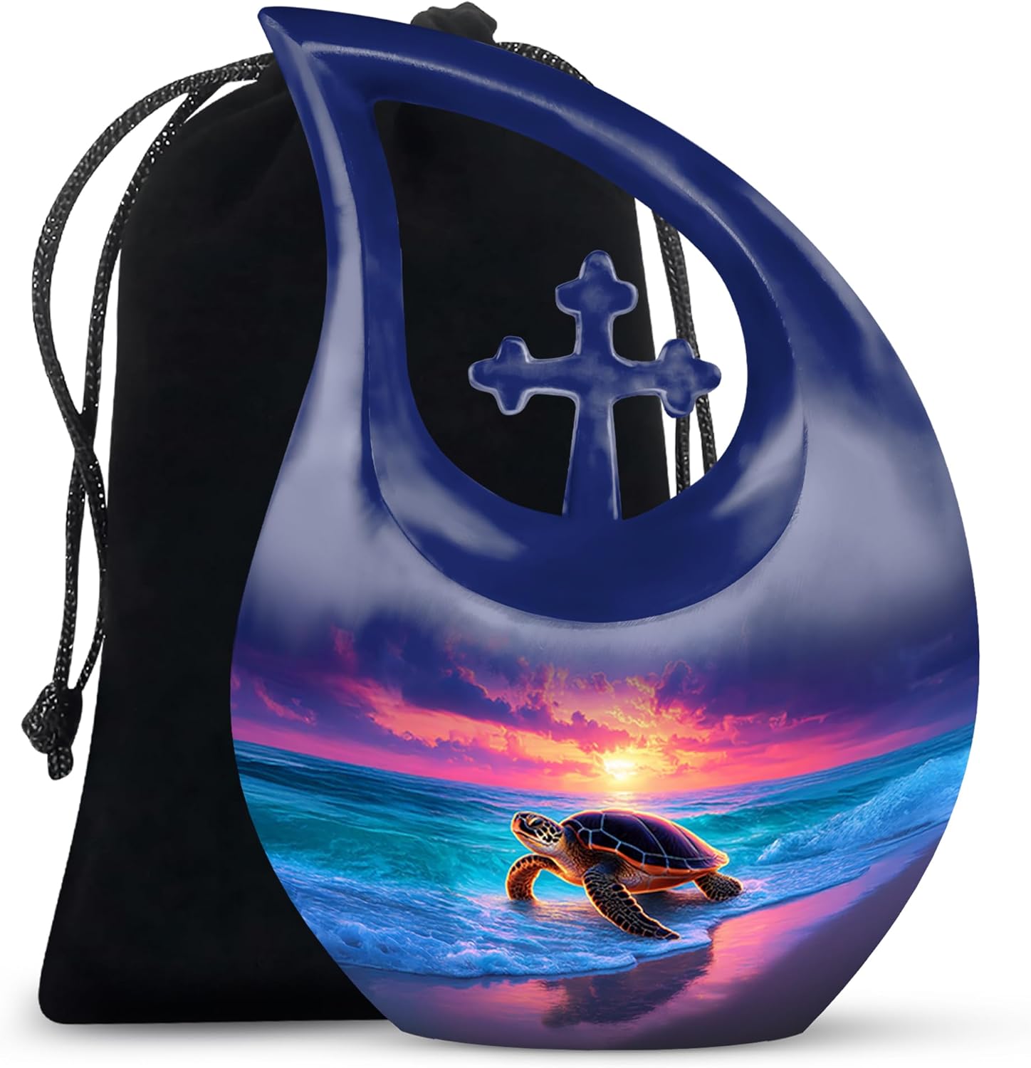 Teardrop Turtle Beach Urn for Human Ashes - Memorial Urns for Human Ashes - Ocean Turtle Urns for Adult Male and Female - Large Decorative Urn for Handmade 10inch