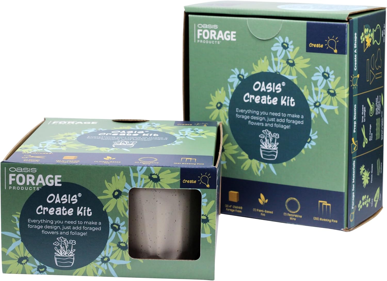 Oasis Forage Floral Create Kit | Floral Design Kits for Beginners, DIY-ers and Seasoned Professionals| Includes Oasis Forage Floral Foam, Container, and Tools