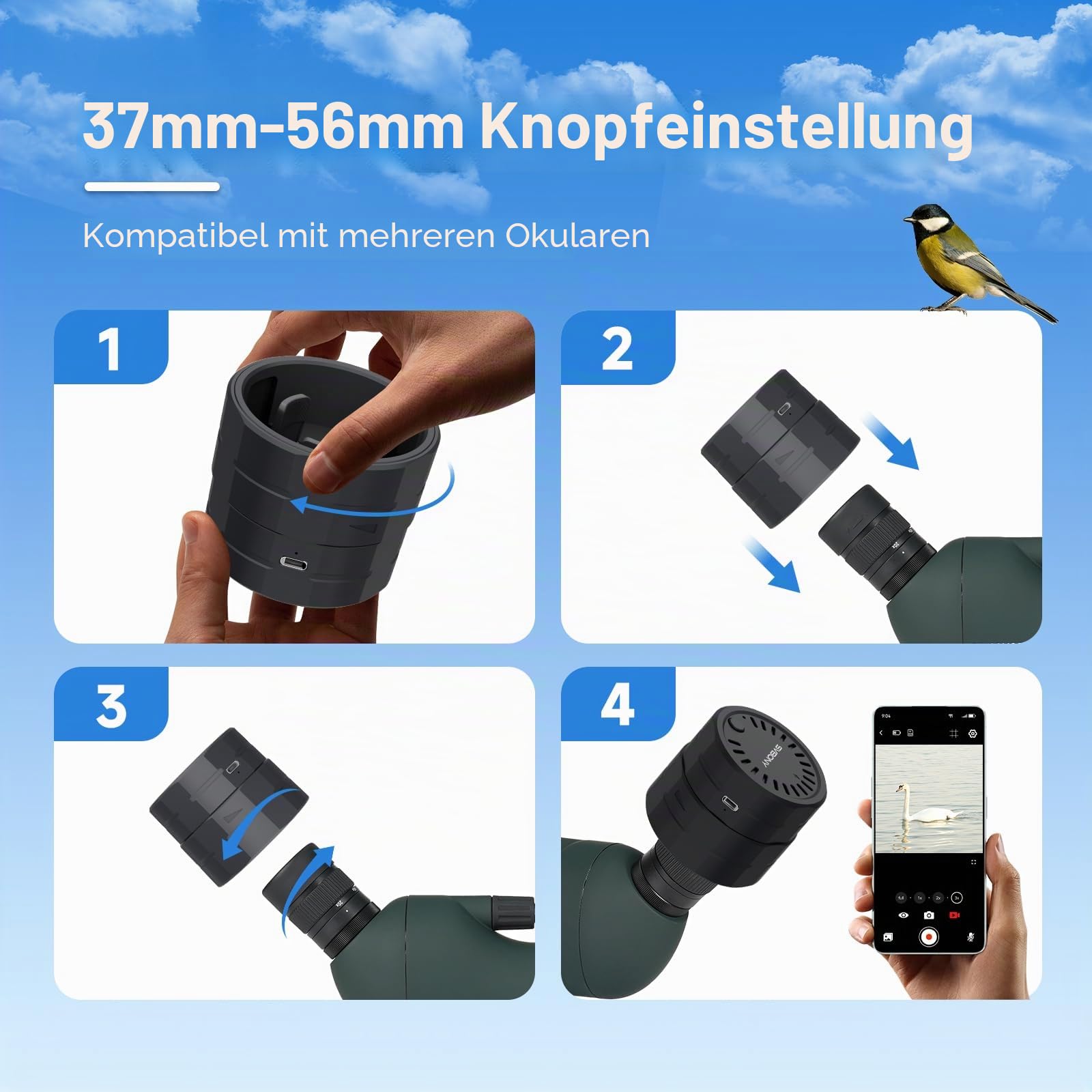Svbony SV28 25-75x70 Spektiv mit SC002 WiFi Spektiv Kamera, Stativ, HD BAK4 Prisma FMC Handy Adapter Wasserdicht Tragetasche, Spektive für Sportschützen Vogelbeobachtung Natur-Fotografie