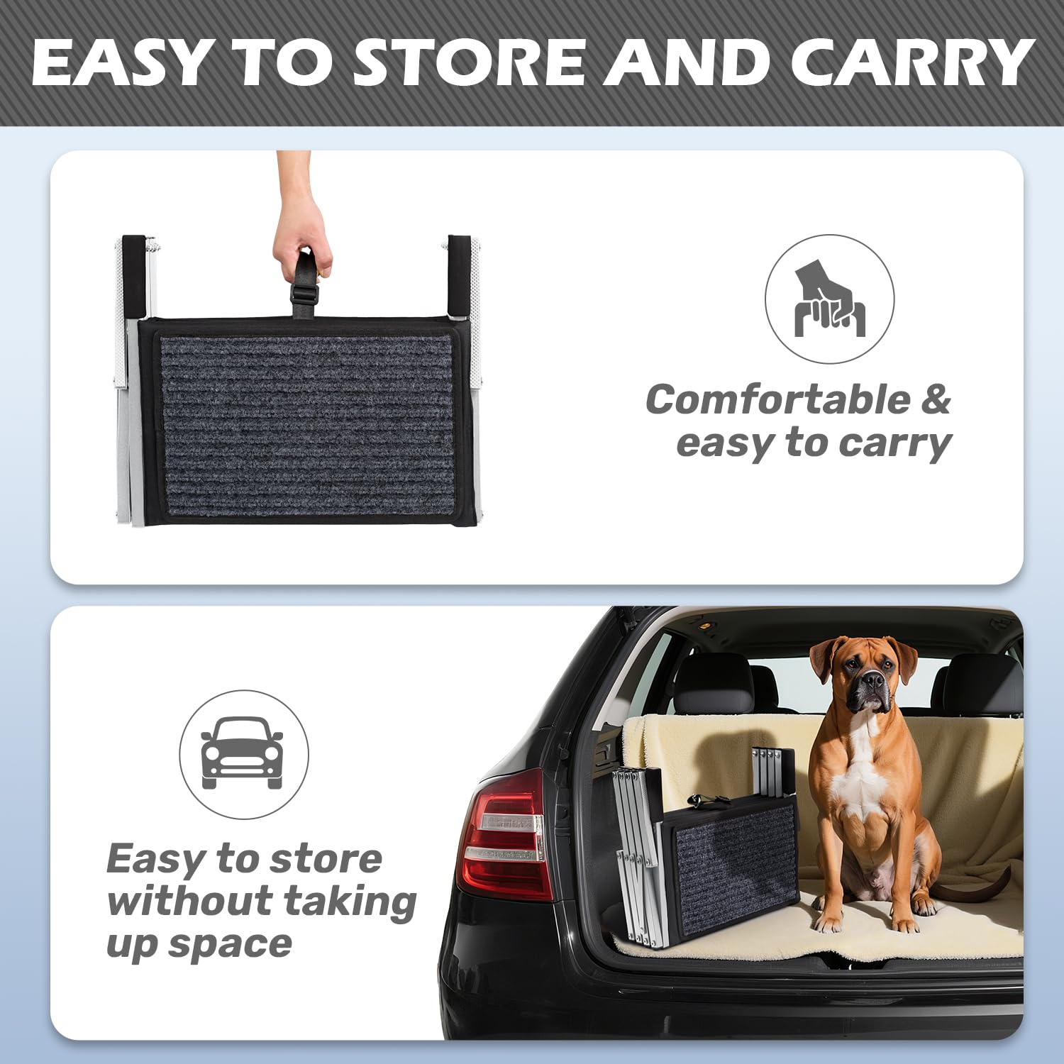 Scalini per cani per auto, camion e SUV, scala pieghevole per cani di grossa taglia con superficie antiscivolo, rampa leggera per cani fino a 113,4 kg, 6 gradini