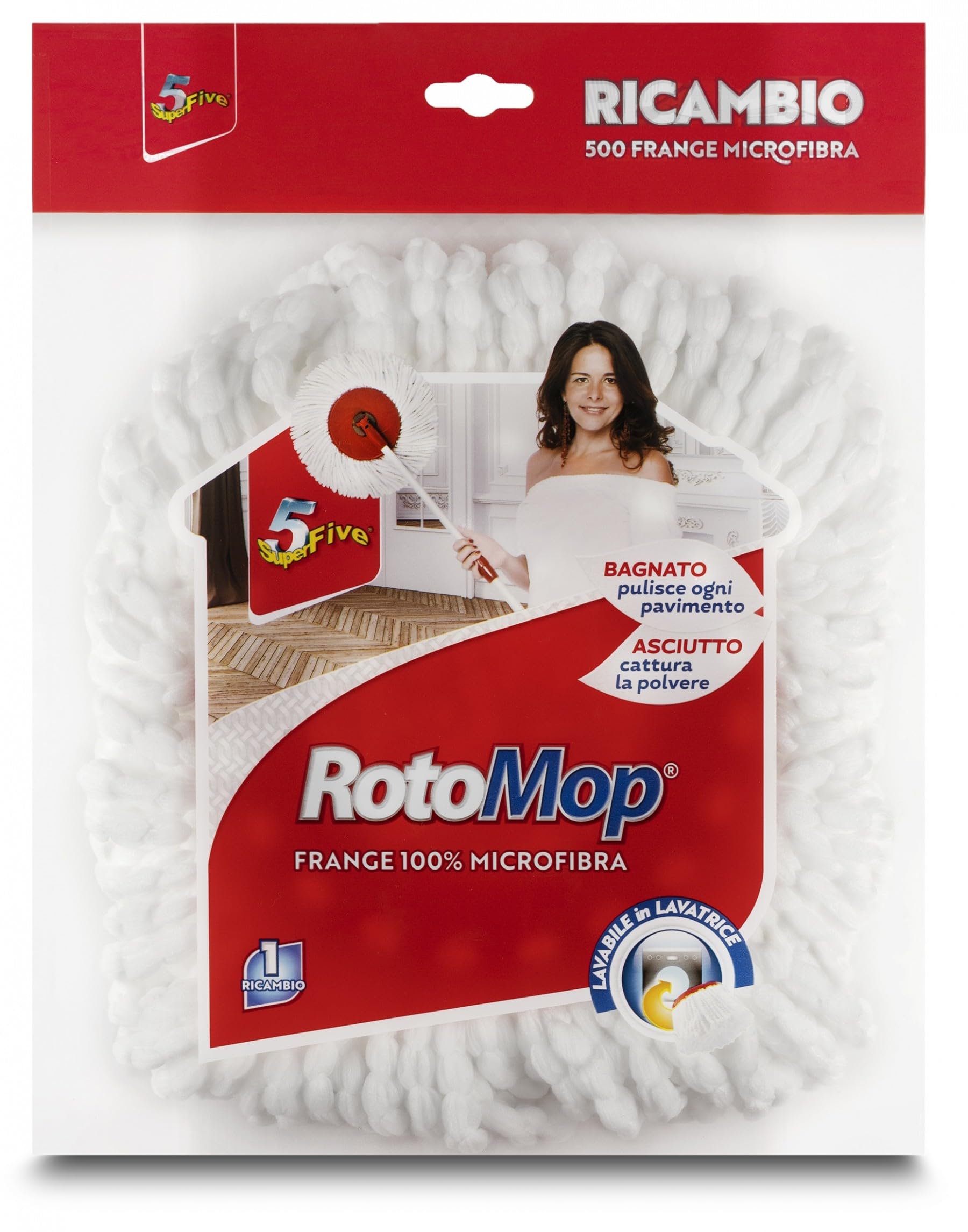Pacco SUPER Convenienza 10 Panni rotondi di ricambio in microfibra per Rotomop Super Five + Penna Raspada ®